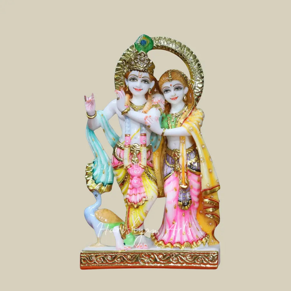 12" Colorful Radha Krishna Statue