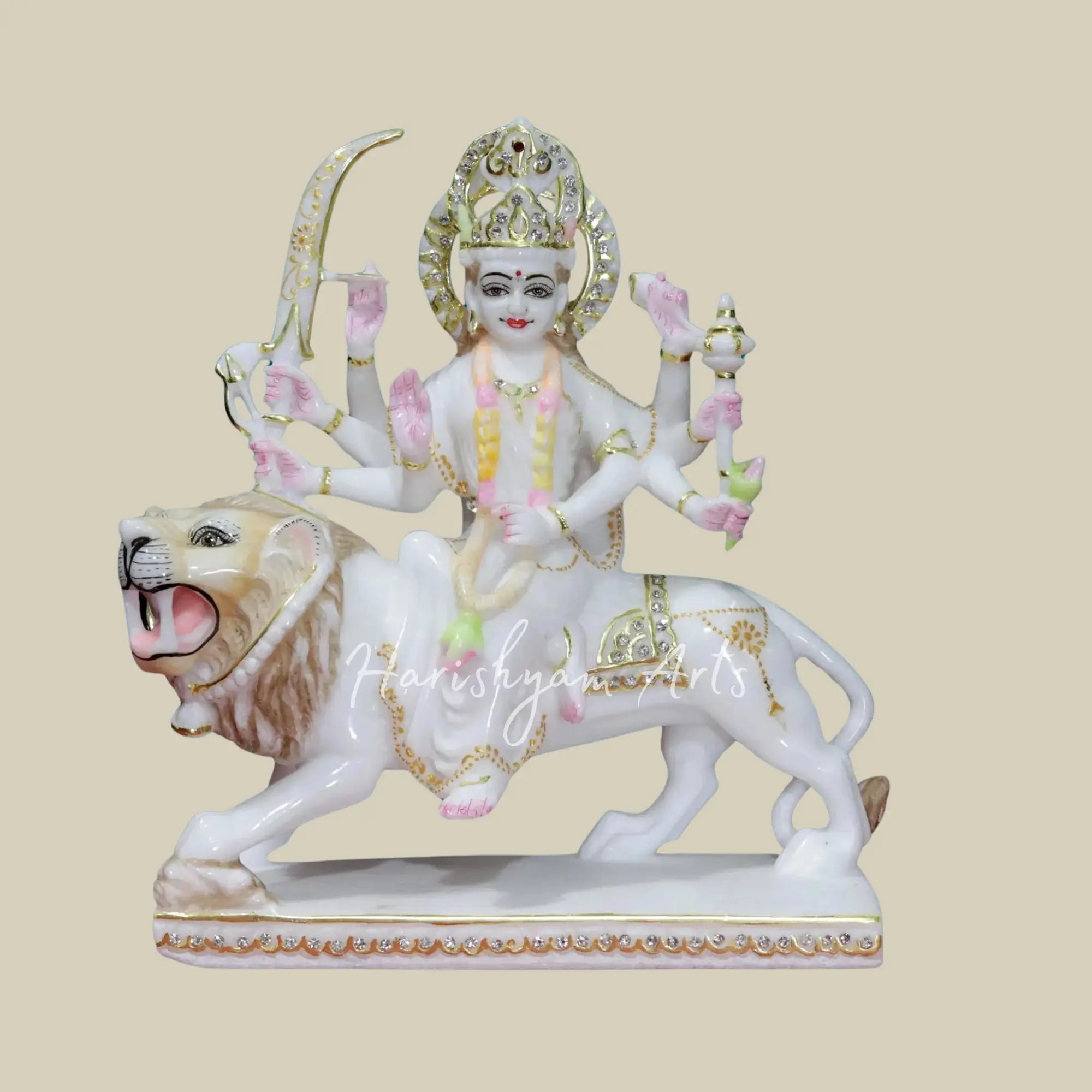 12" Durga Maa Makrana Marble Moorti