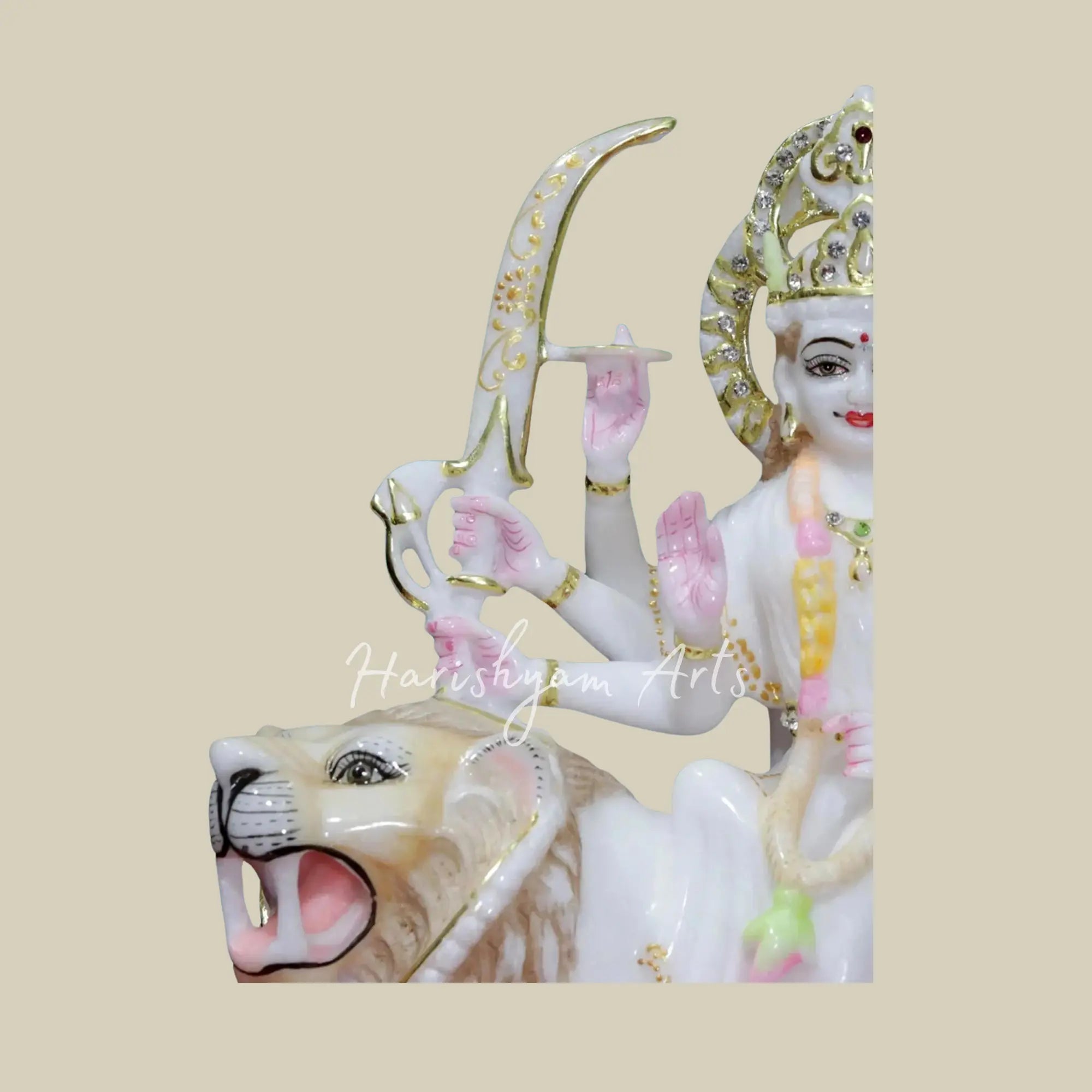 12" Durga Maa Makrana Marble Moorti