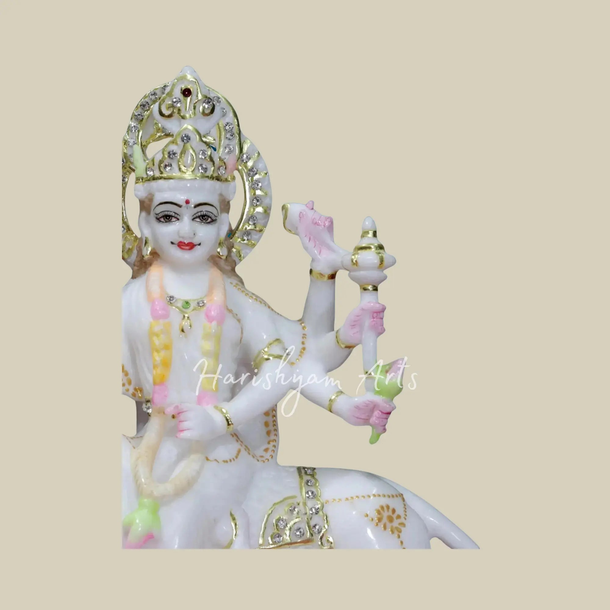 12" Durga Maa Makrana Marble Moorti