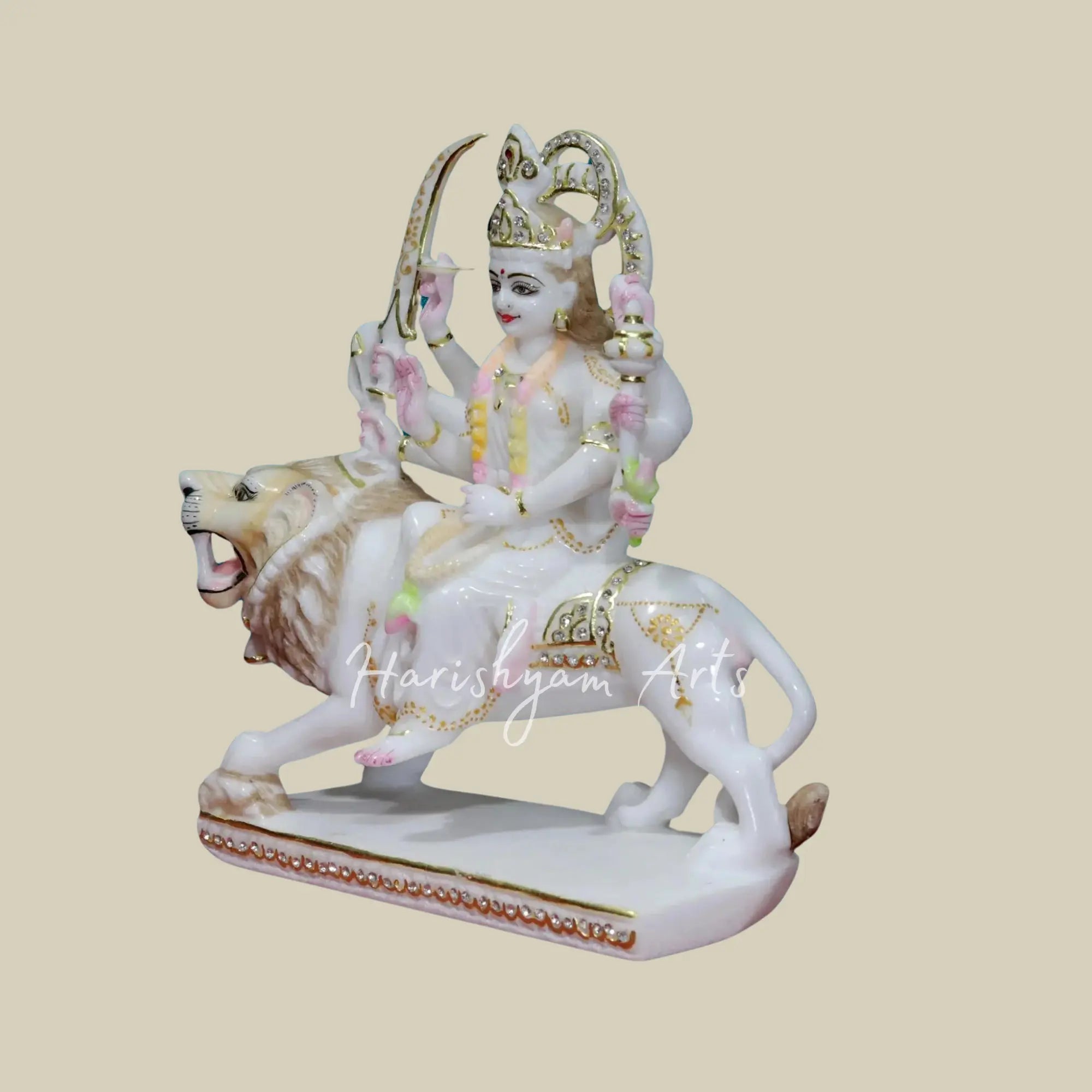 12" Durga Maa Makrana Marble Moorti