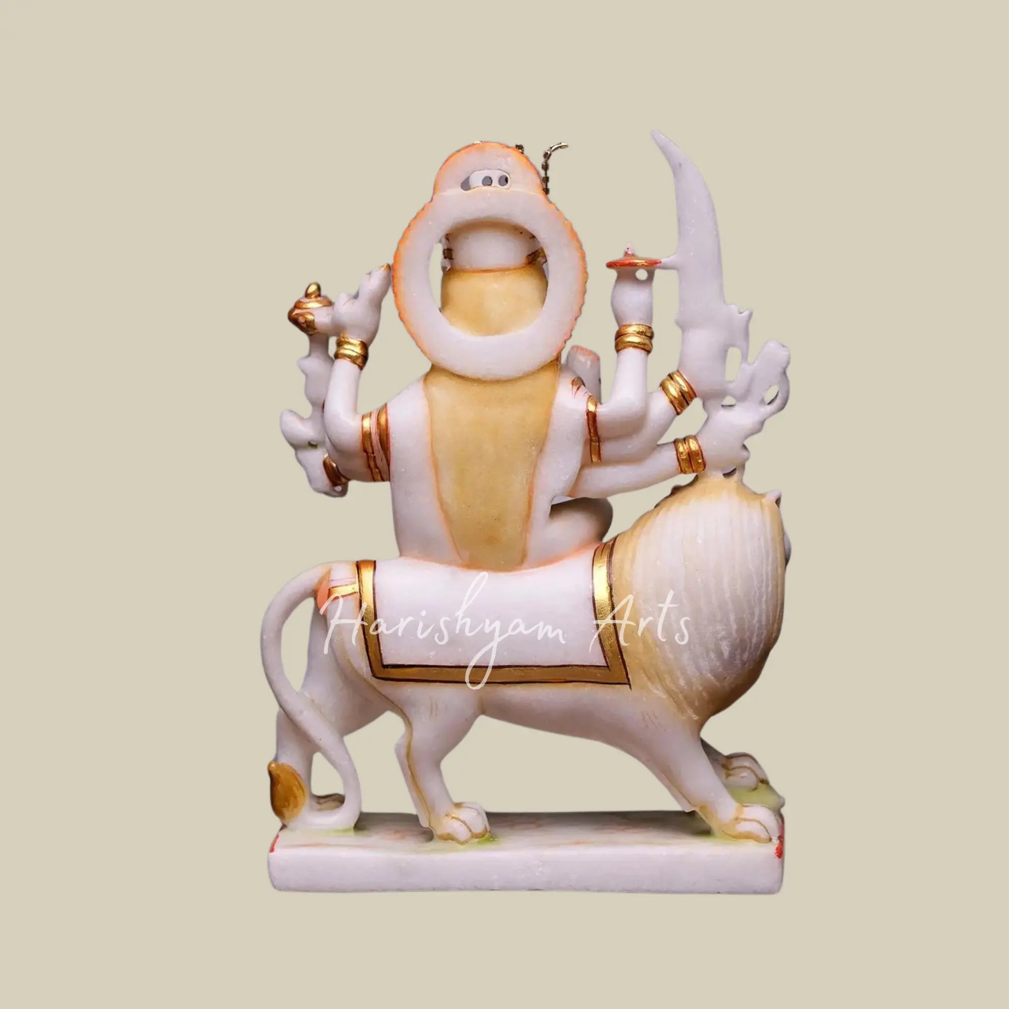 12" Goddess Durga Moorti Sitting on Lion