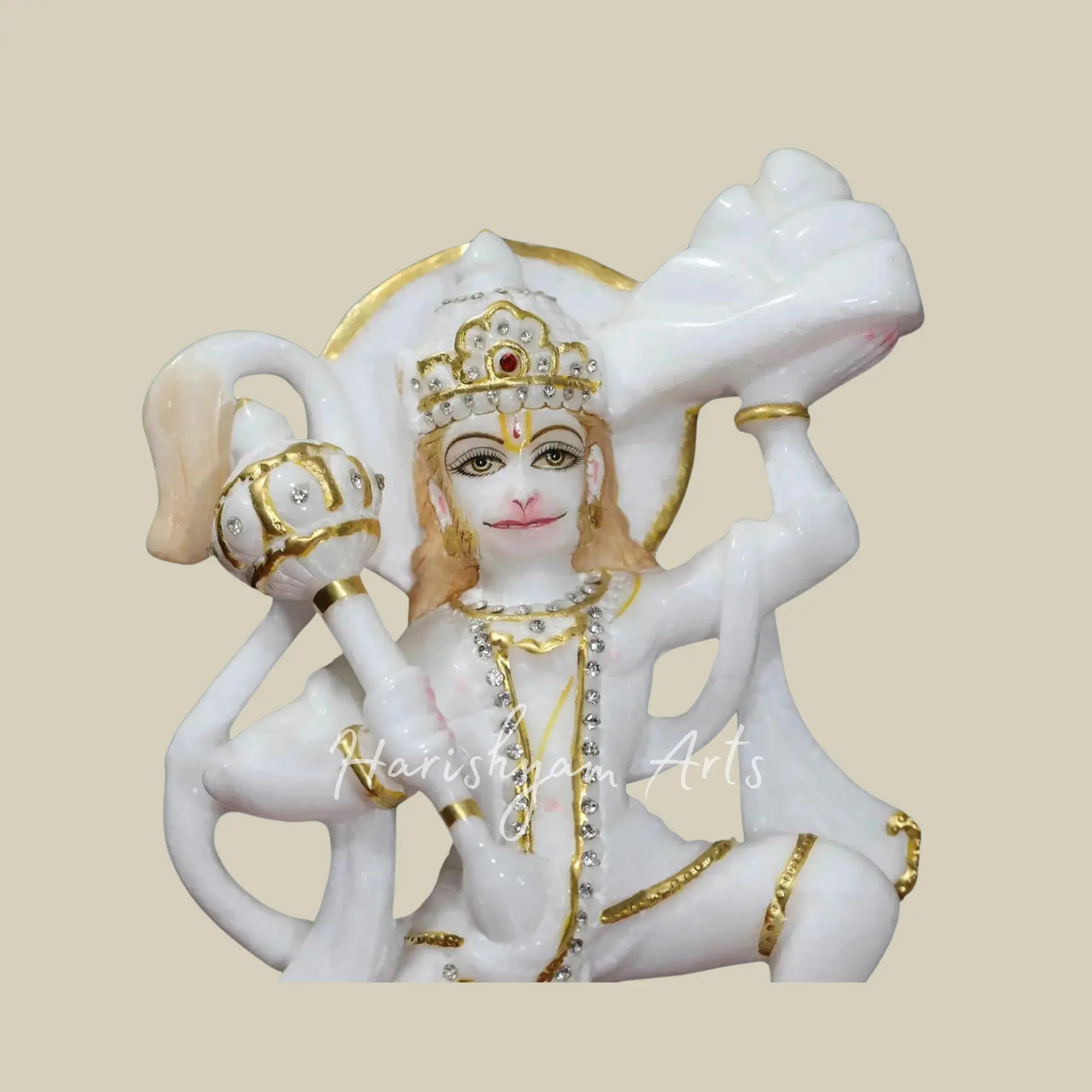 12 inches Hanuman Ji White Marble Murti