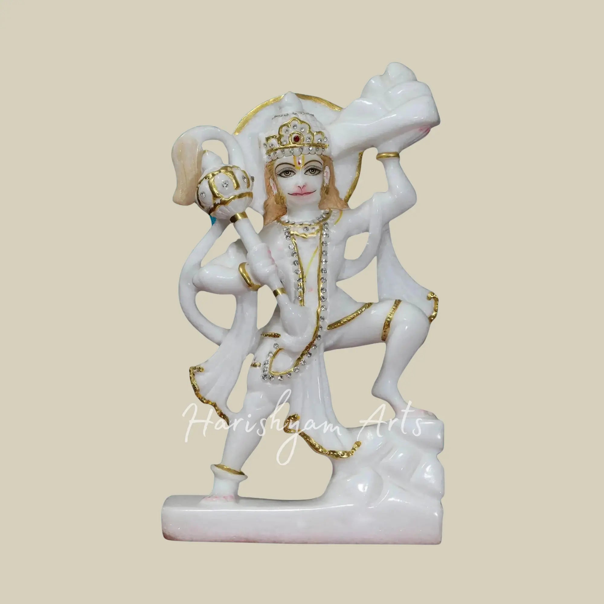 12 inches Hanuman Ji White Marble Murti 1