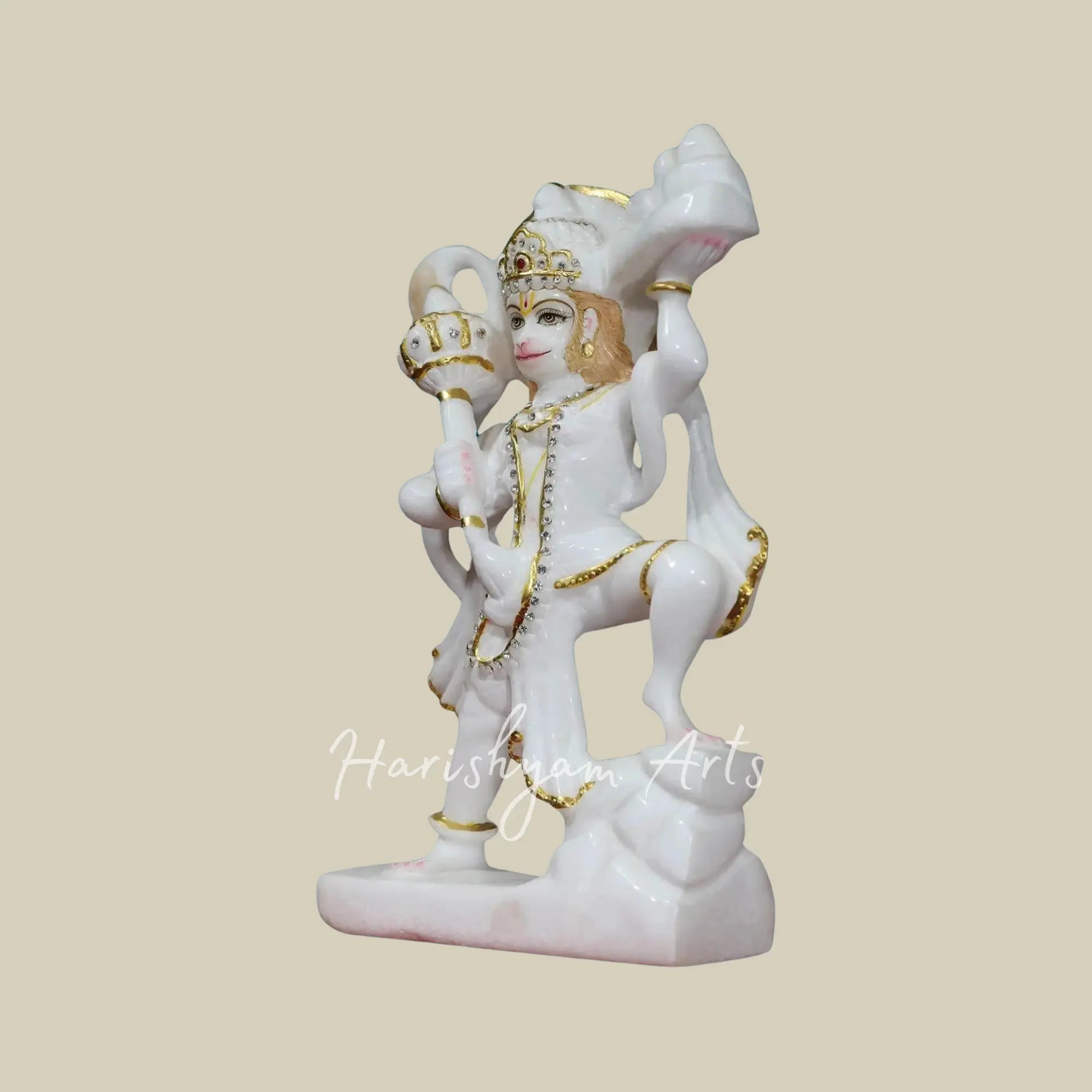 12 inches Hanuman Ji White Marble Murti 2