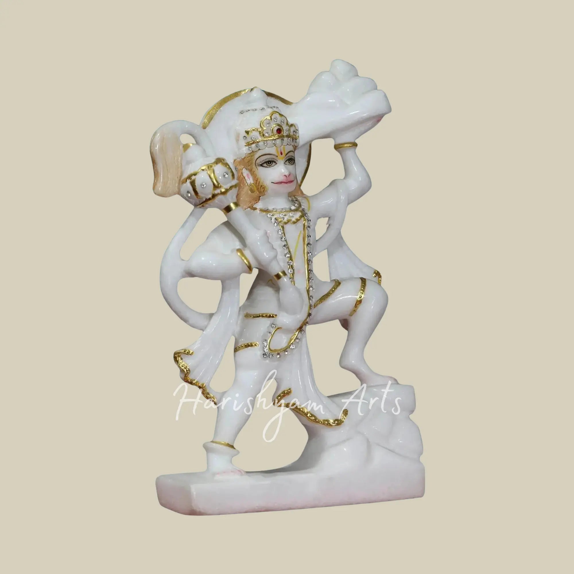 12 inches Hanuman Ji White Marble Murti 3