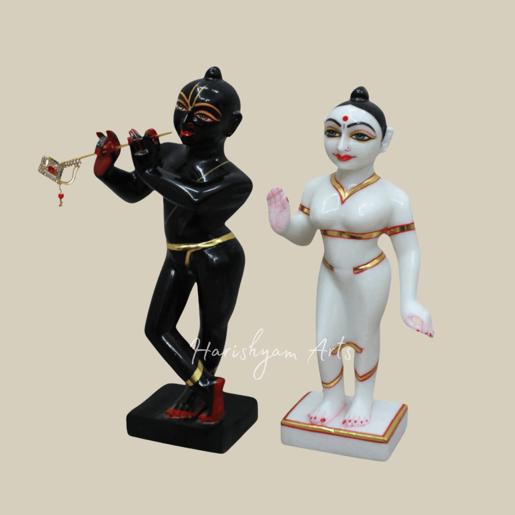 12" Iskcon Radha Krishna Marble Idol
