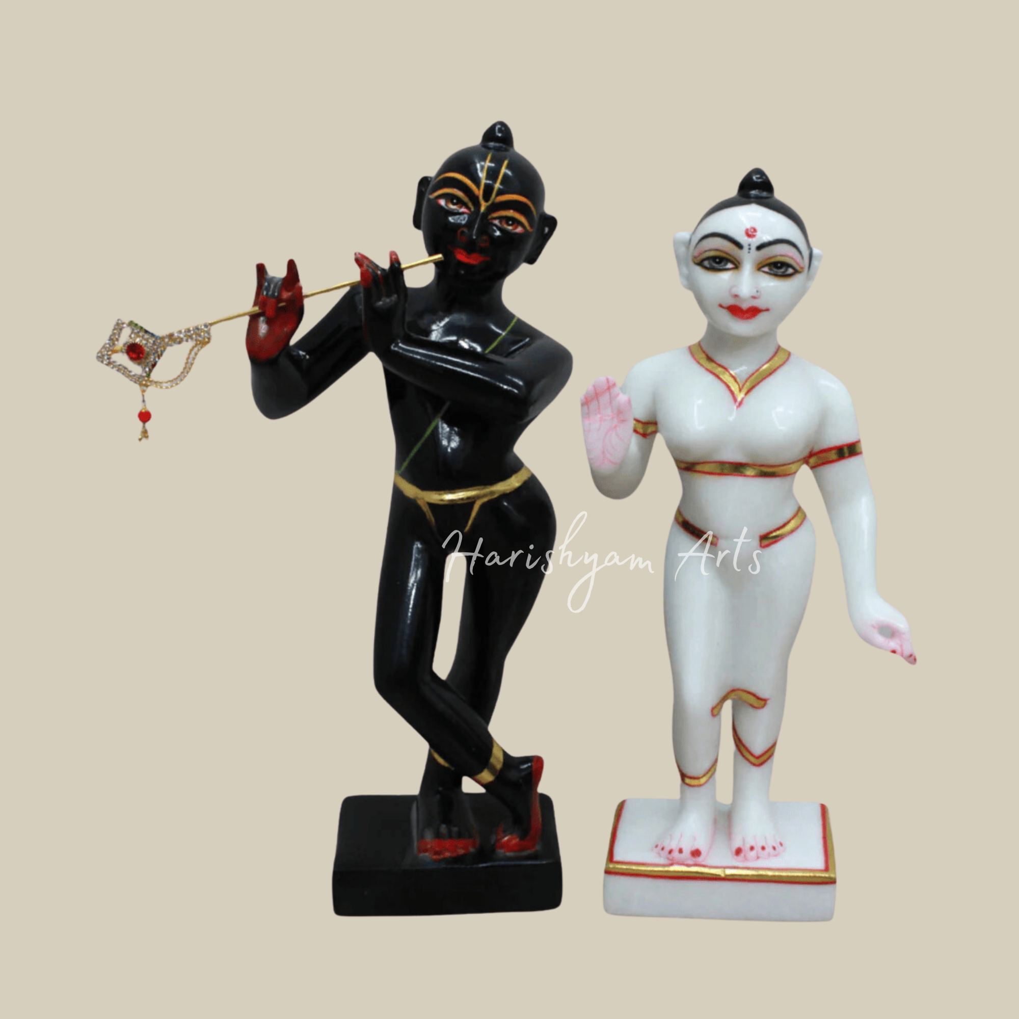 12" Iskcon Radha Krishna Marble Idol1