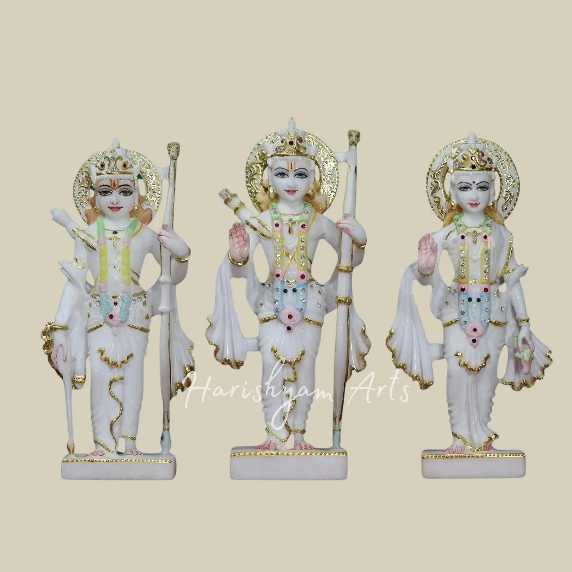 12 inches Makrana white Marble Ram Darbar Moorti 3