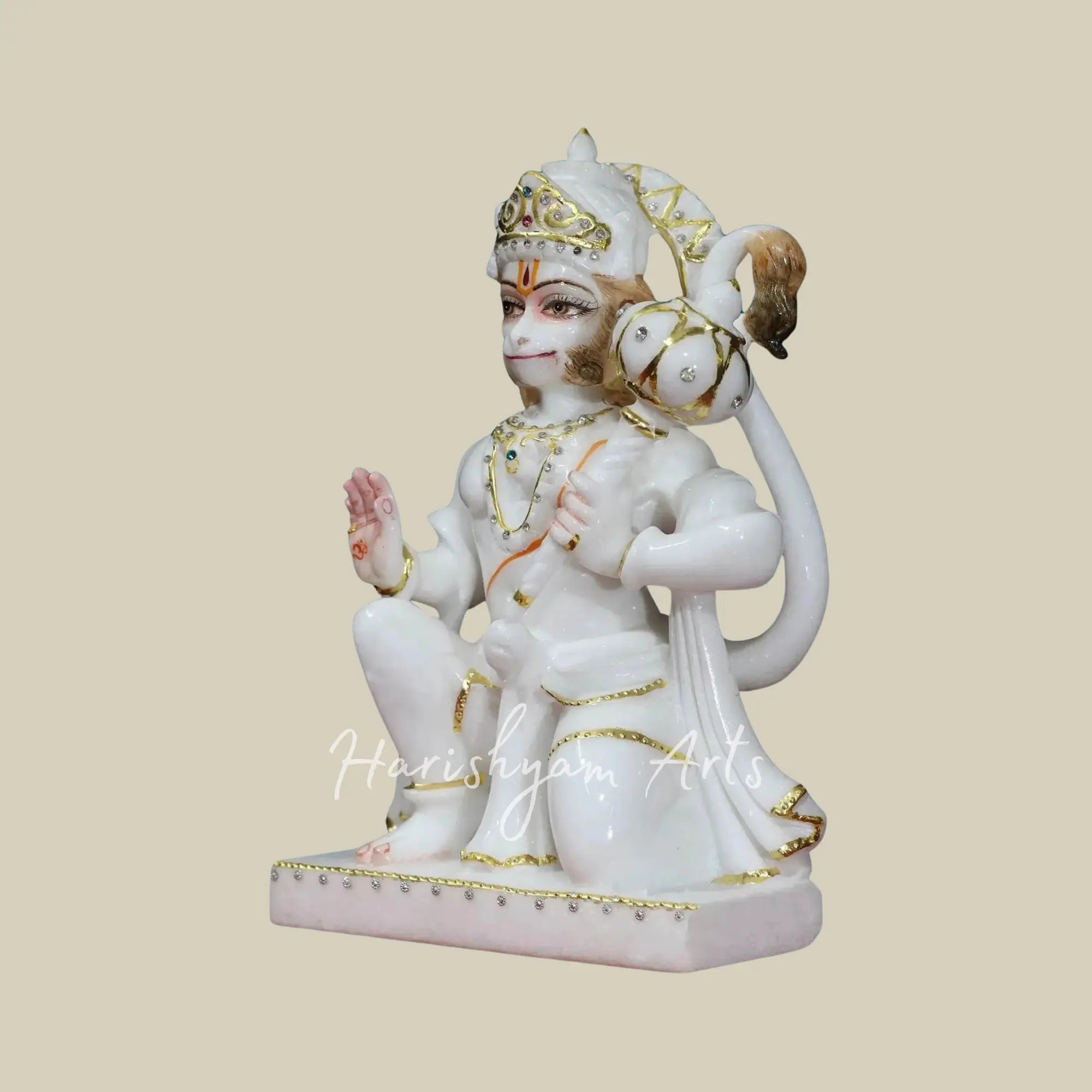 12 inches Marble Hanuman Ji Statue For Home 2