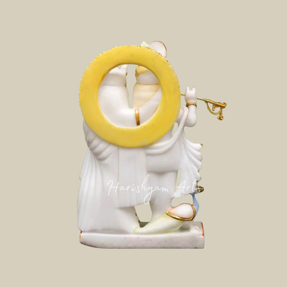 12" Marble Radha Krishna Statue with peacock