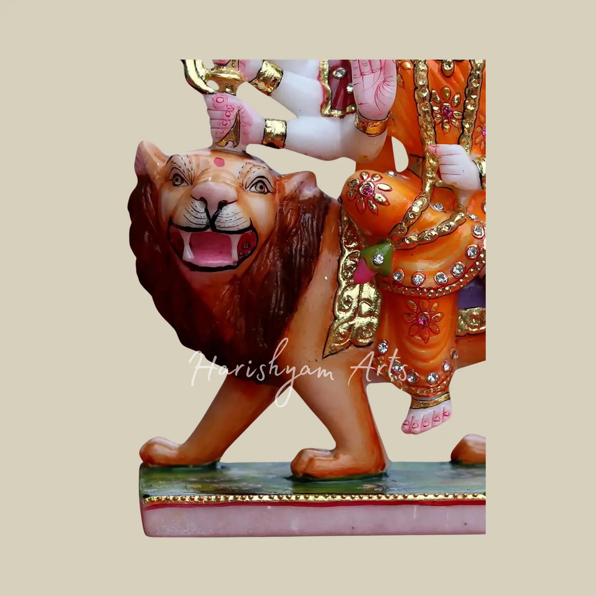 12" Marble Statue of Eight-Armed Maa Durga