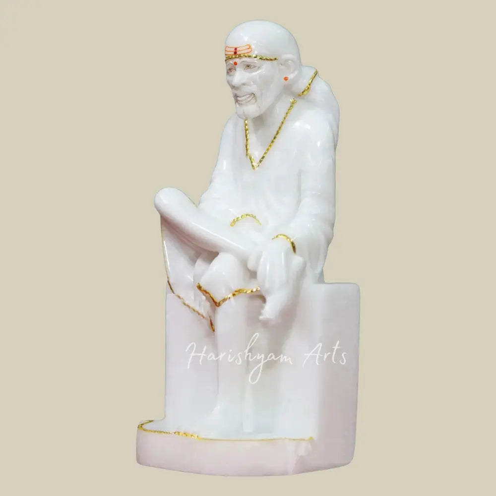 12" Sai Baba Idol in White Makrana Marble