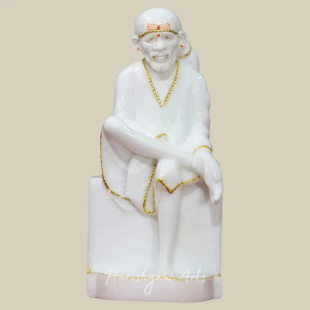 12" Sai Baba Idol in White Makrana Marble