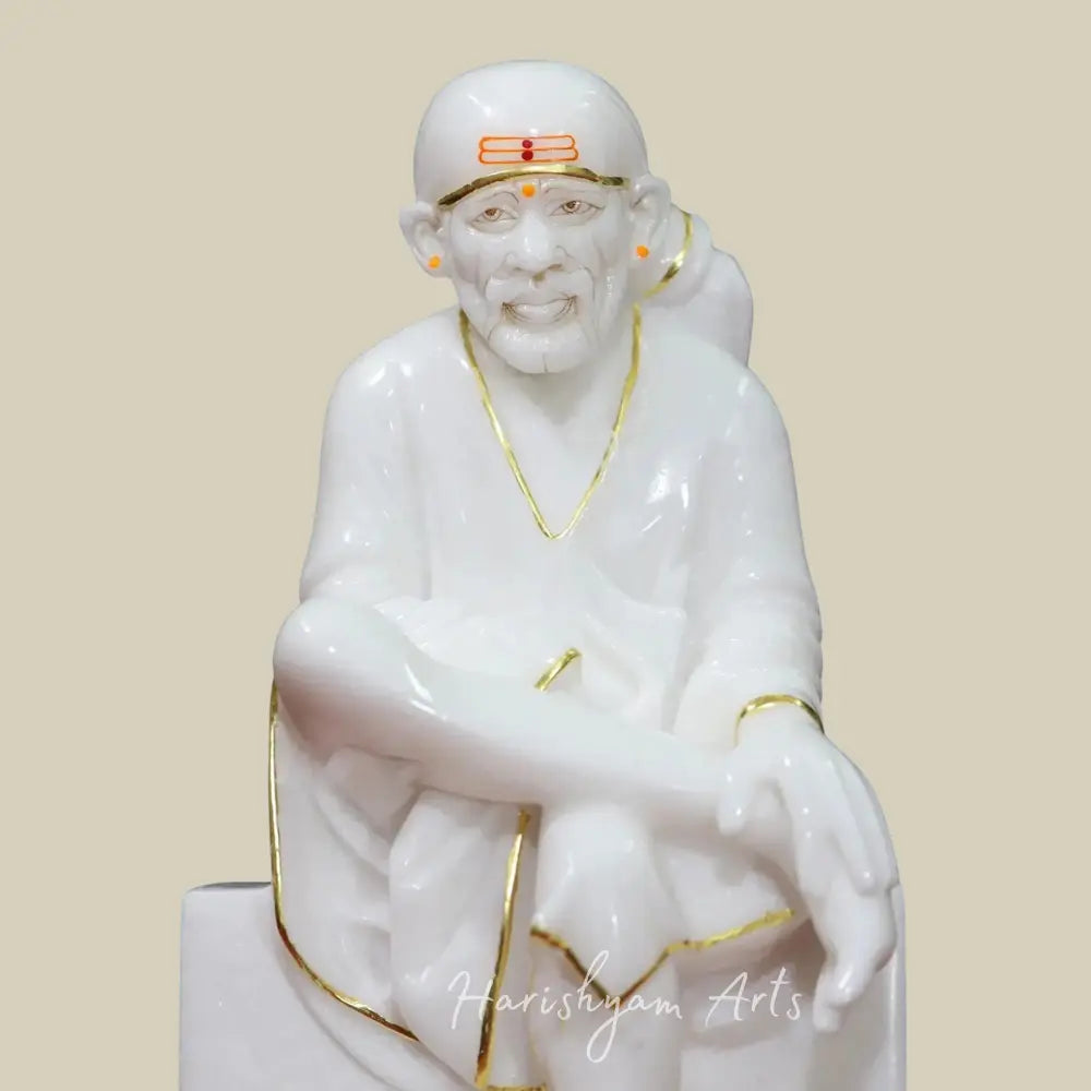 12" Sai Baba Idol in White Makrana Marble