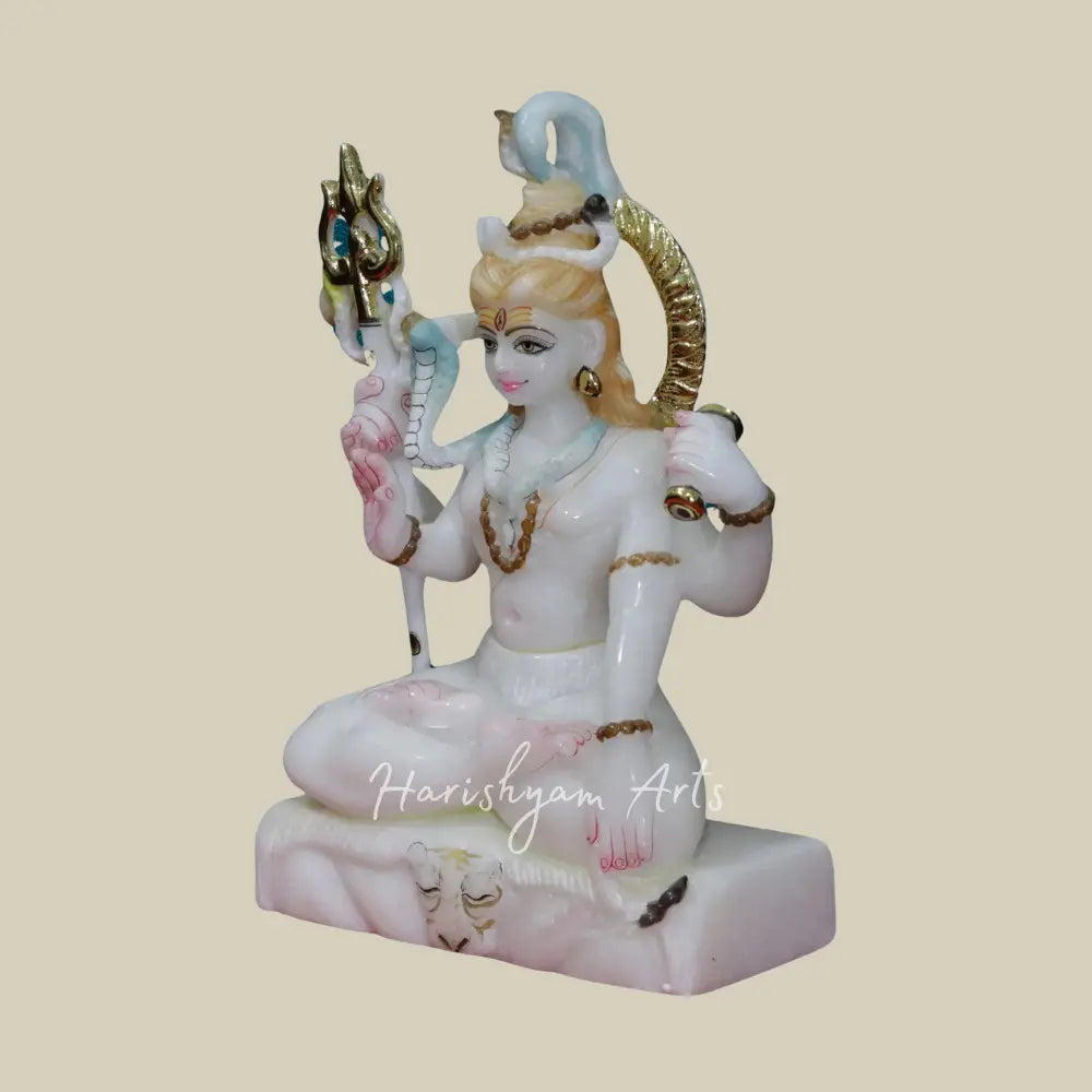 12" Shiva White Makrana Marble Statue