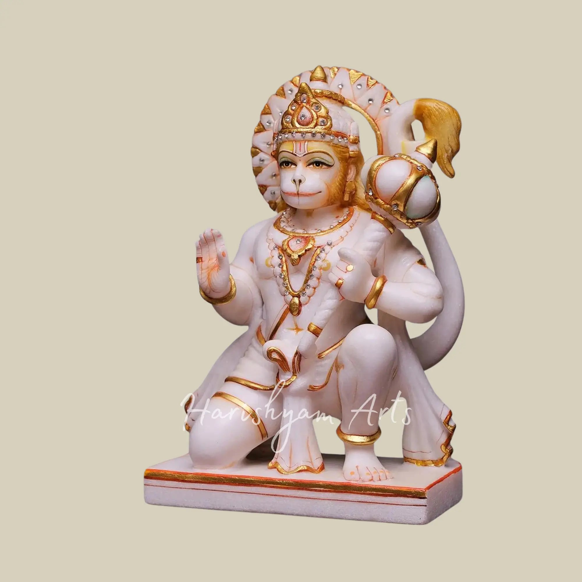 12 inches Sitting Position Hanuman Moorti Bajrang Bali Idol Murti Statue for Pooja 2