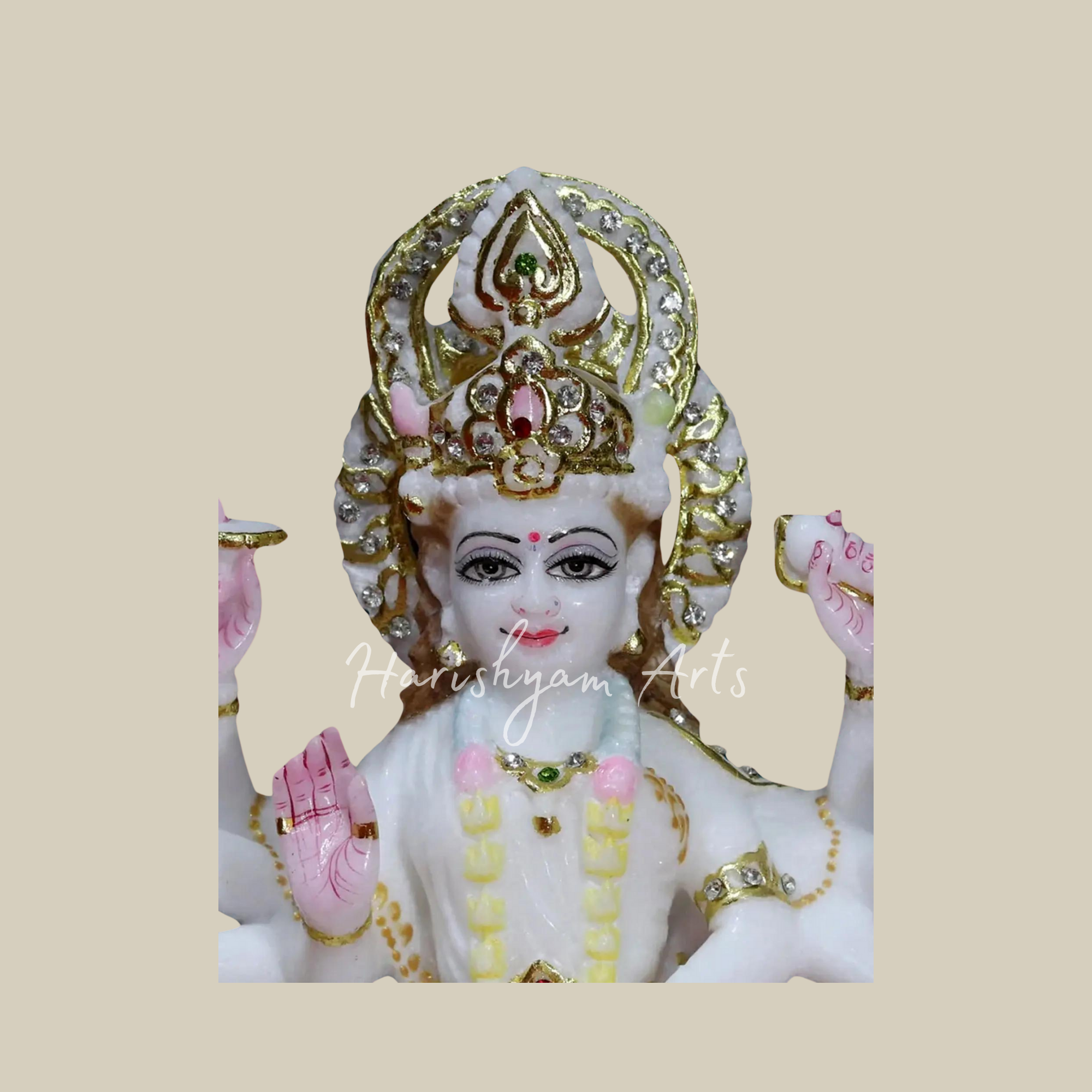 12" White Makrana Marble Handmade Durga Maa idol