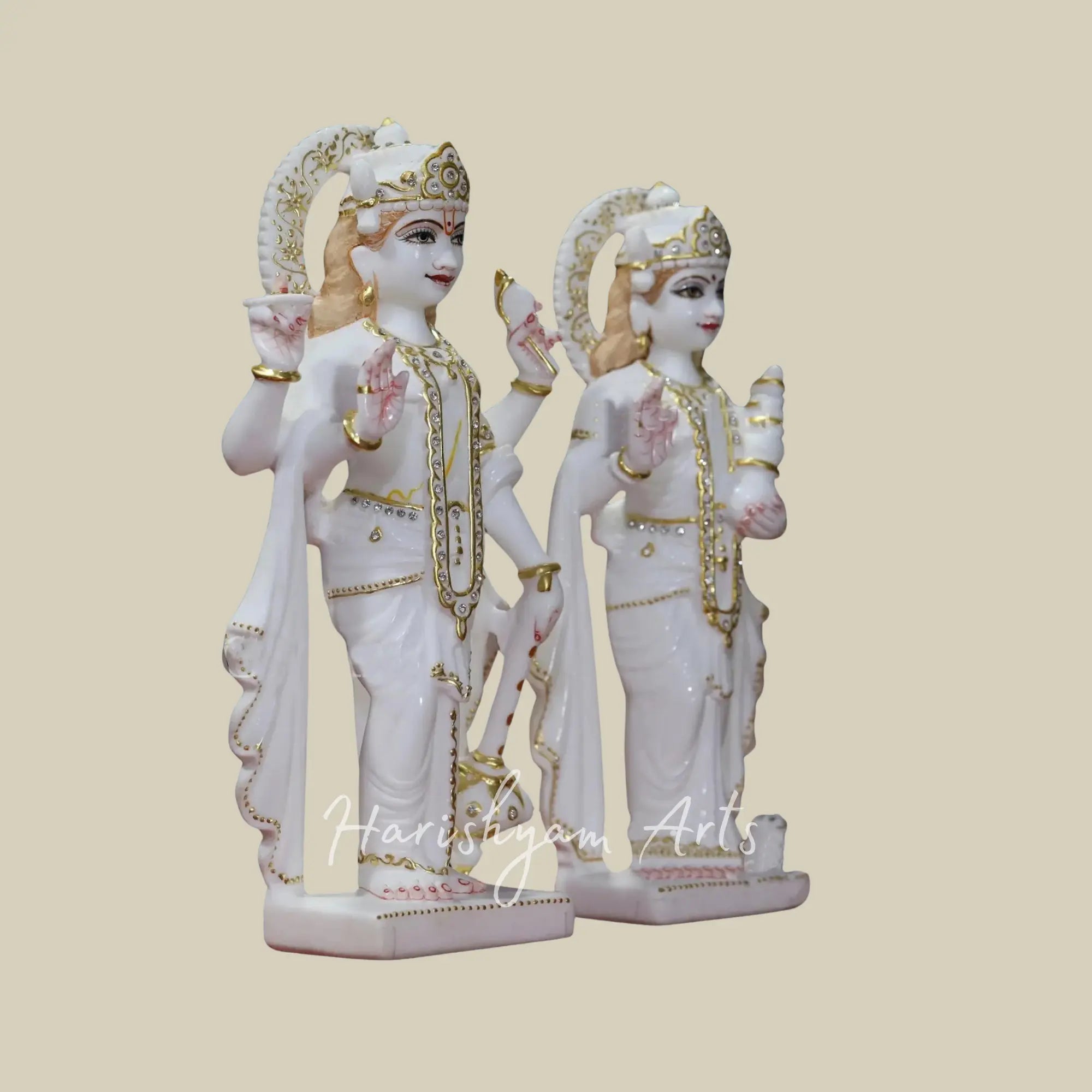 24 inches Lord Vishnu with Goddess Lakshmi Marble Statue 1