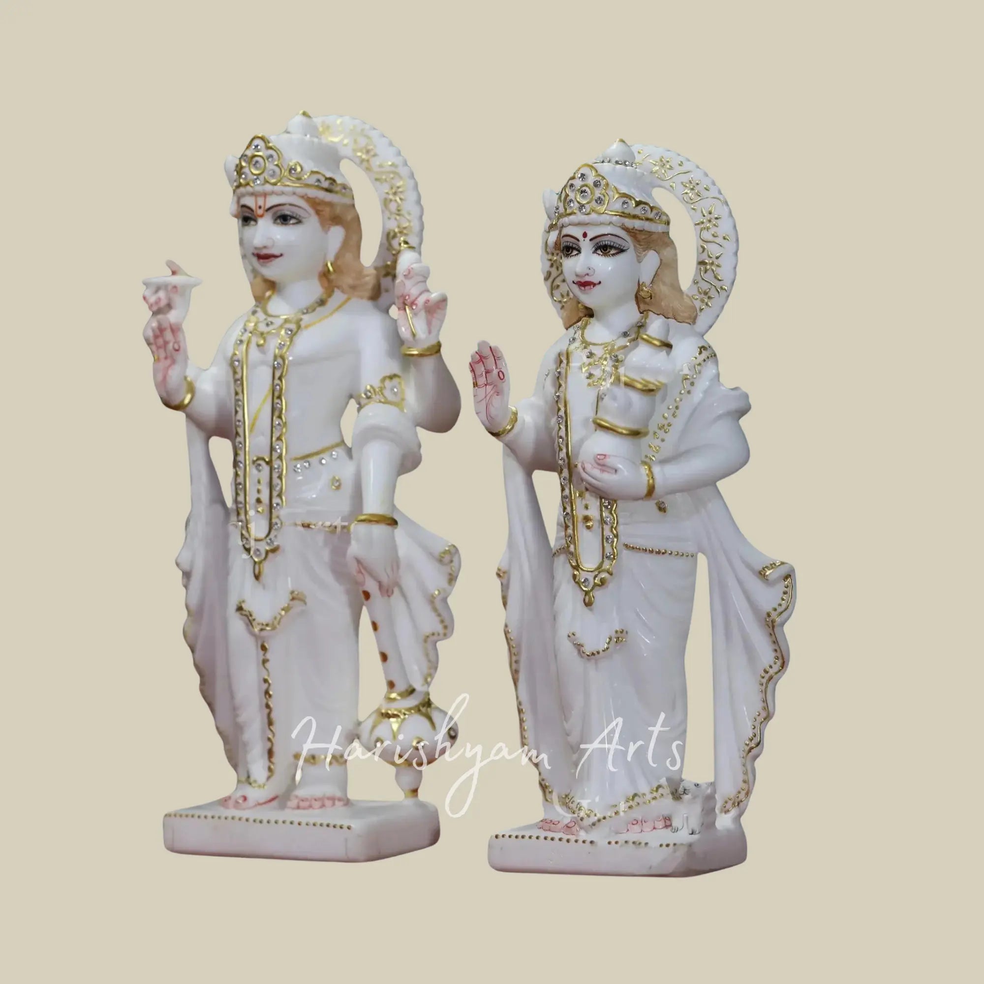 24 inches Lord Vishnu with Goddess Lakshmi Marble Statue 2