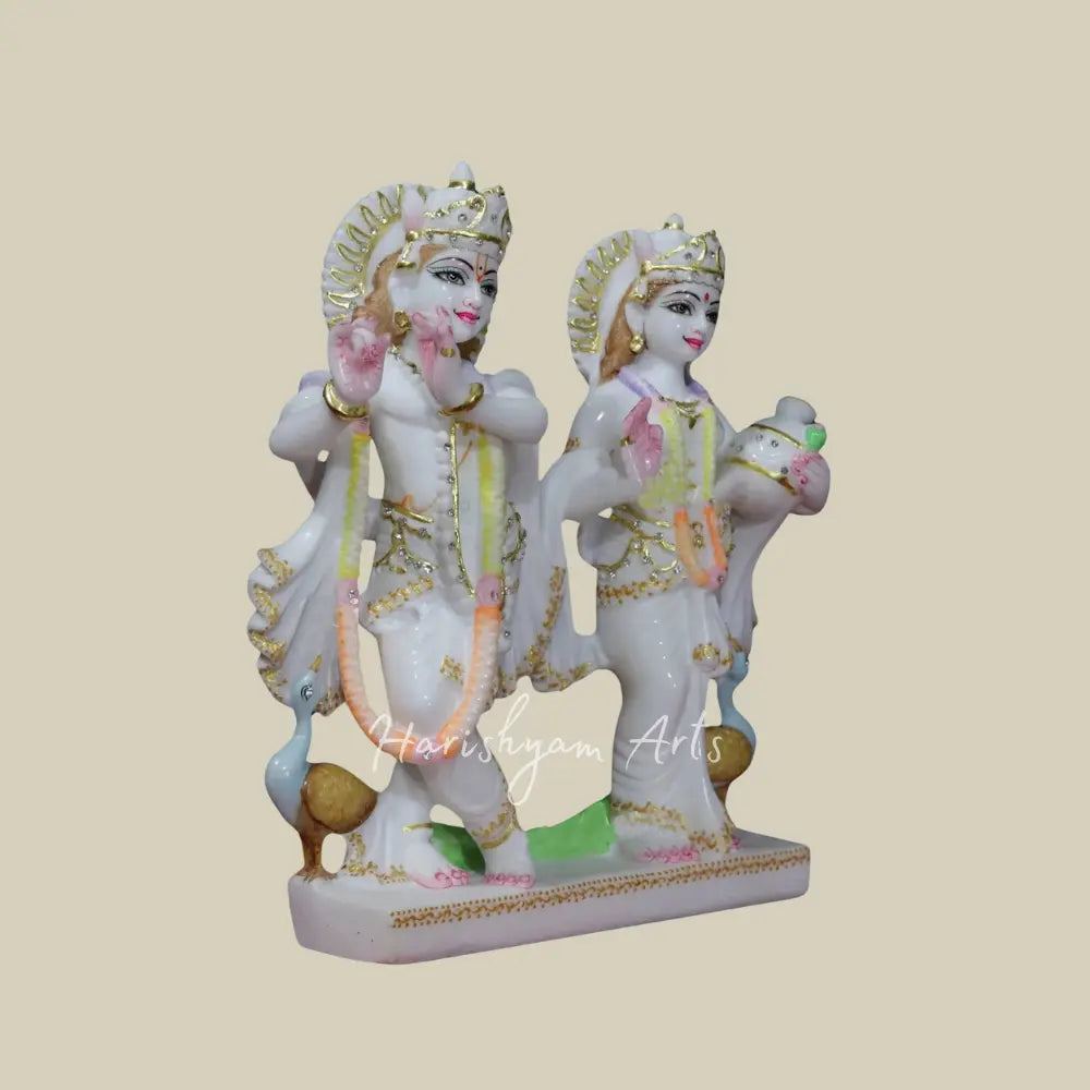 12" designer white Marble Radha Krishna statue