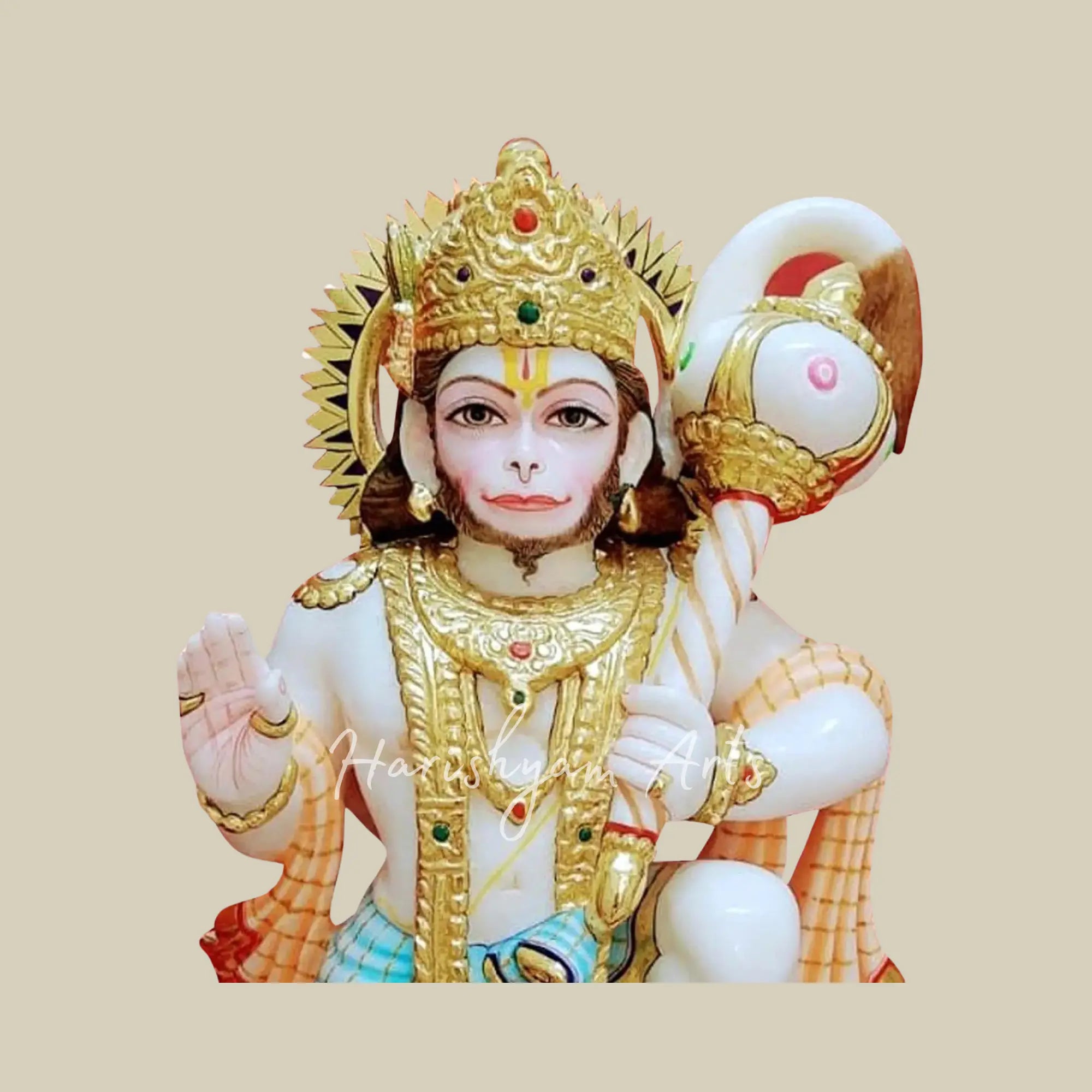12 inches hanuman marble murti