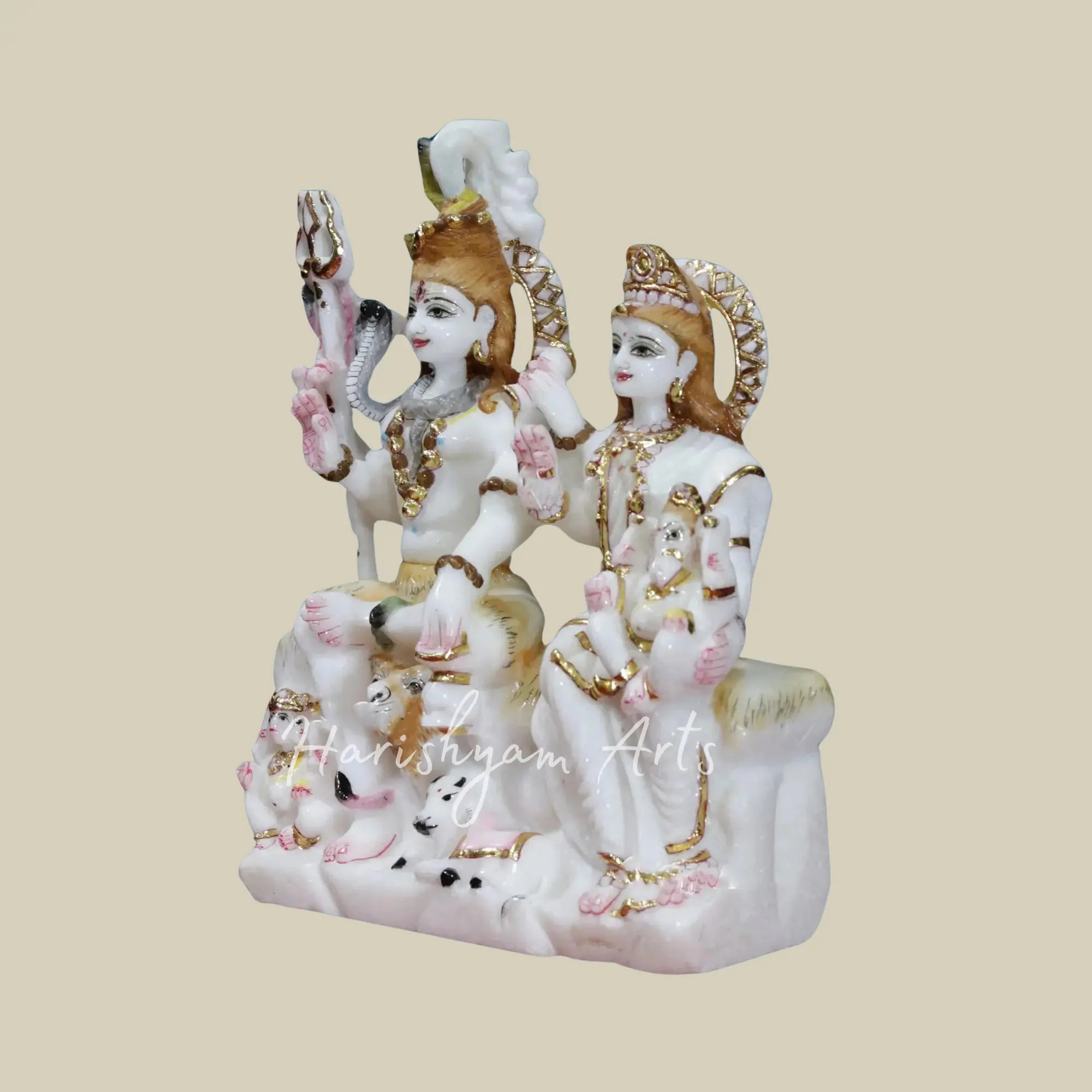 12 inches marble shiv marble parivar murti 1
