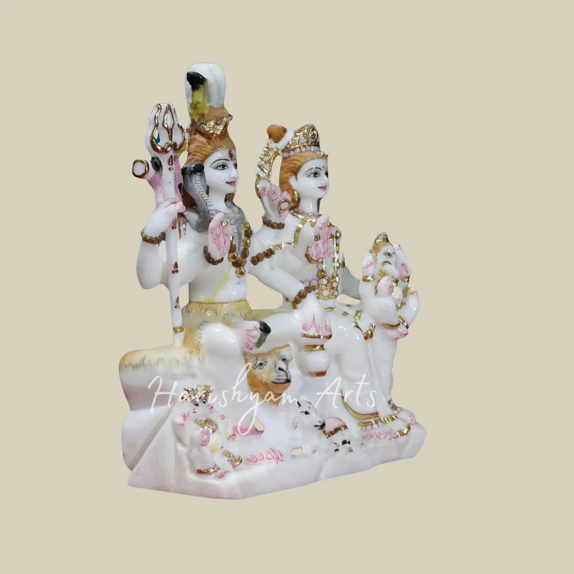 12 inches marble shiv marble parivar murti 3