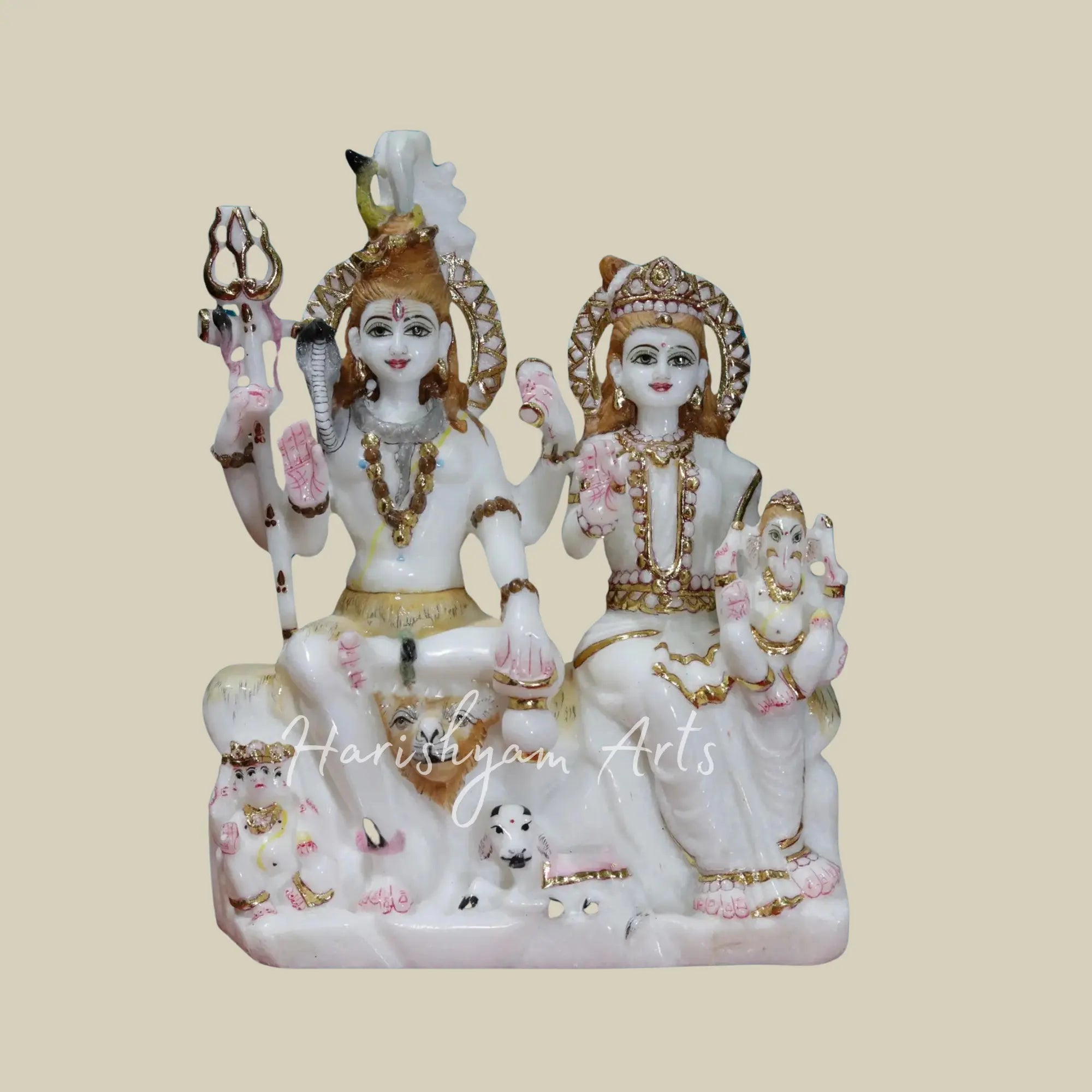 12 inches marble shiv marble parivar murti