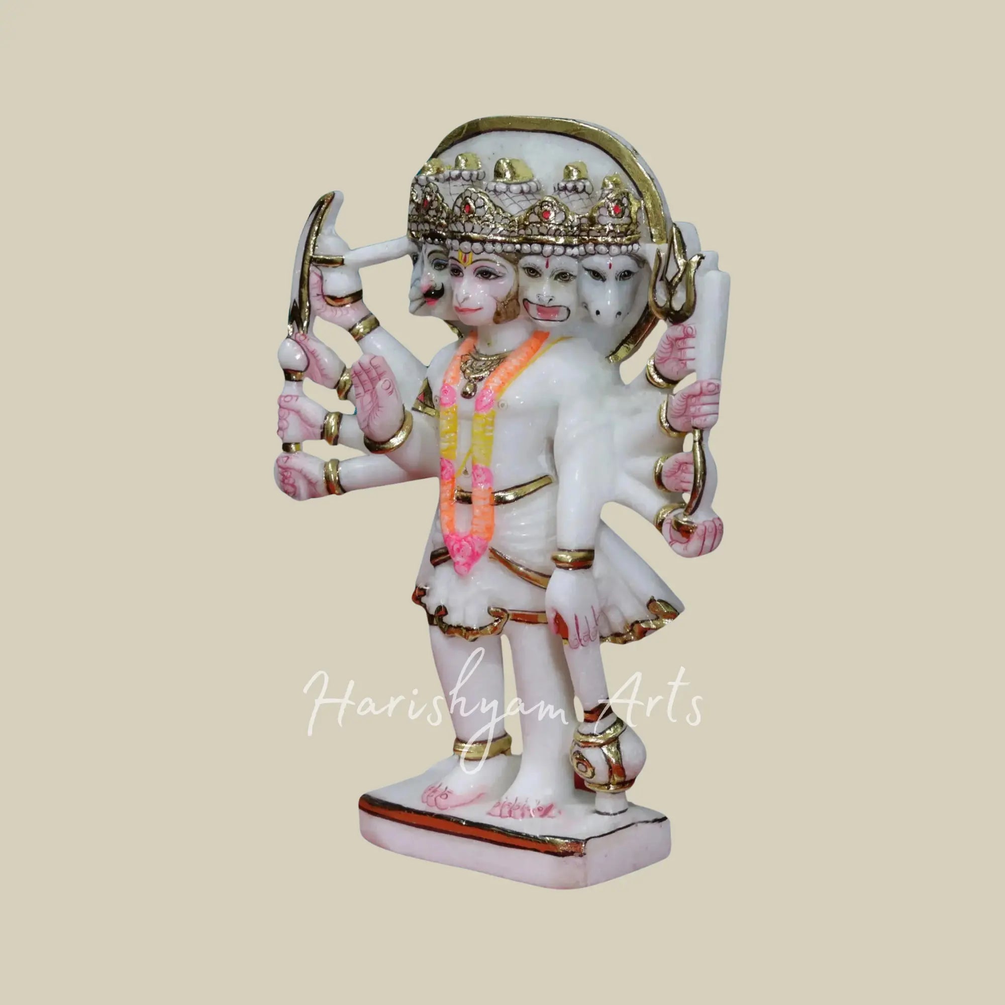 12 inches panchmukhi hanuman marble murti