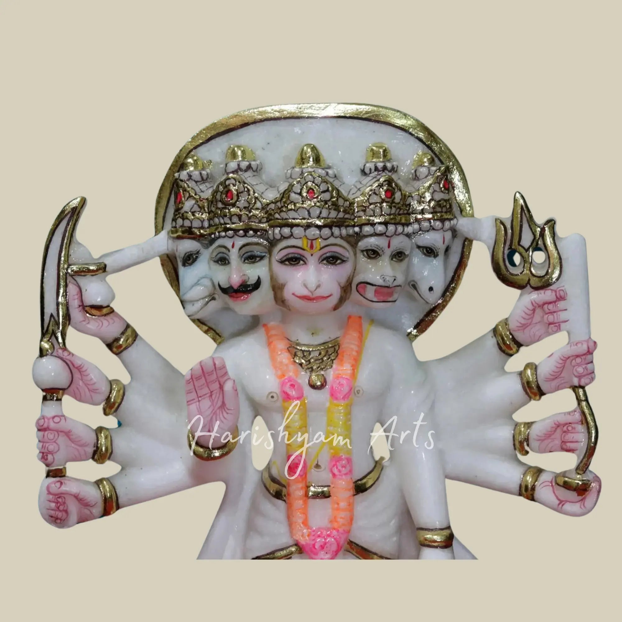 12 inches panchmukhi hanuman marble murti 1