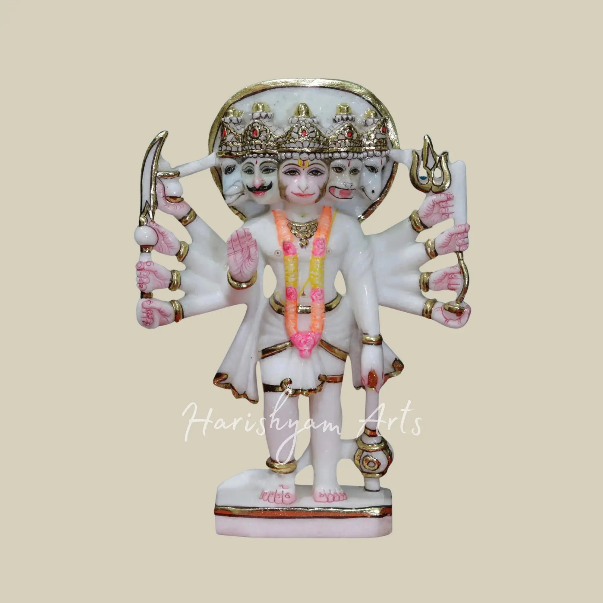 12 inches panchmukhi hanuman marble murti 3