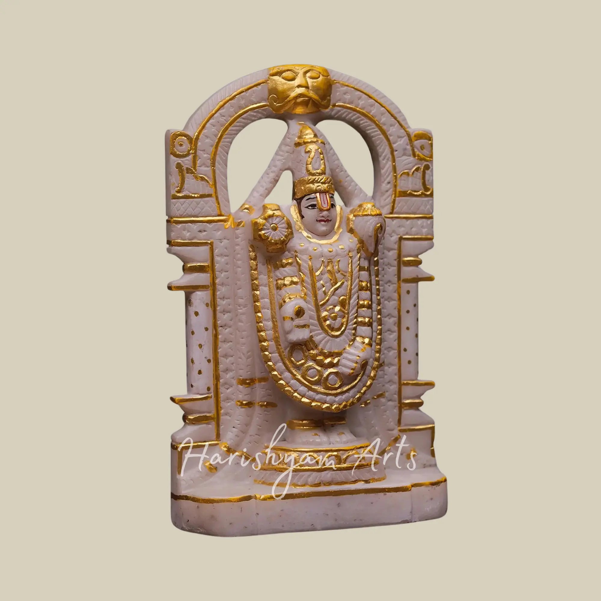 12 inches tirupati balaji white marble murti original