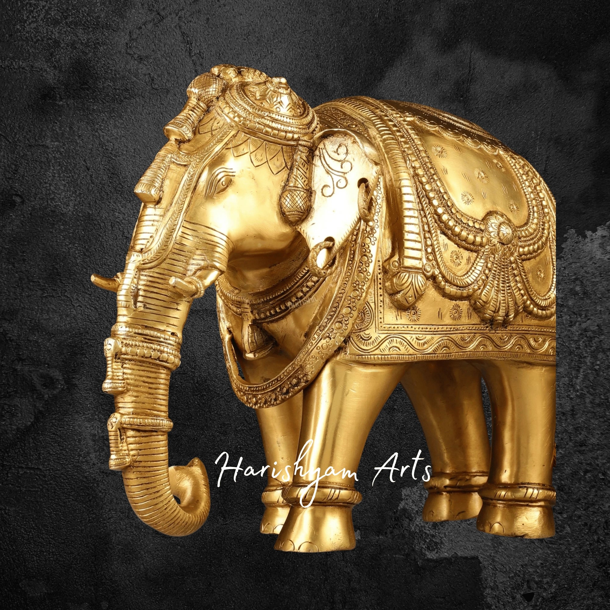 13" Exquisite Brass Elephant Sculpture for Home Decoration