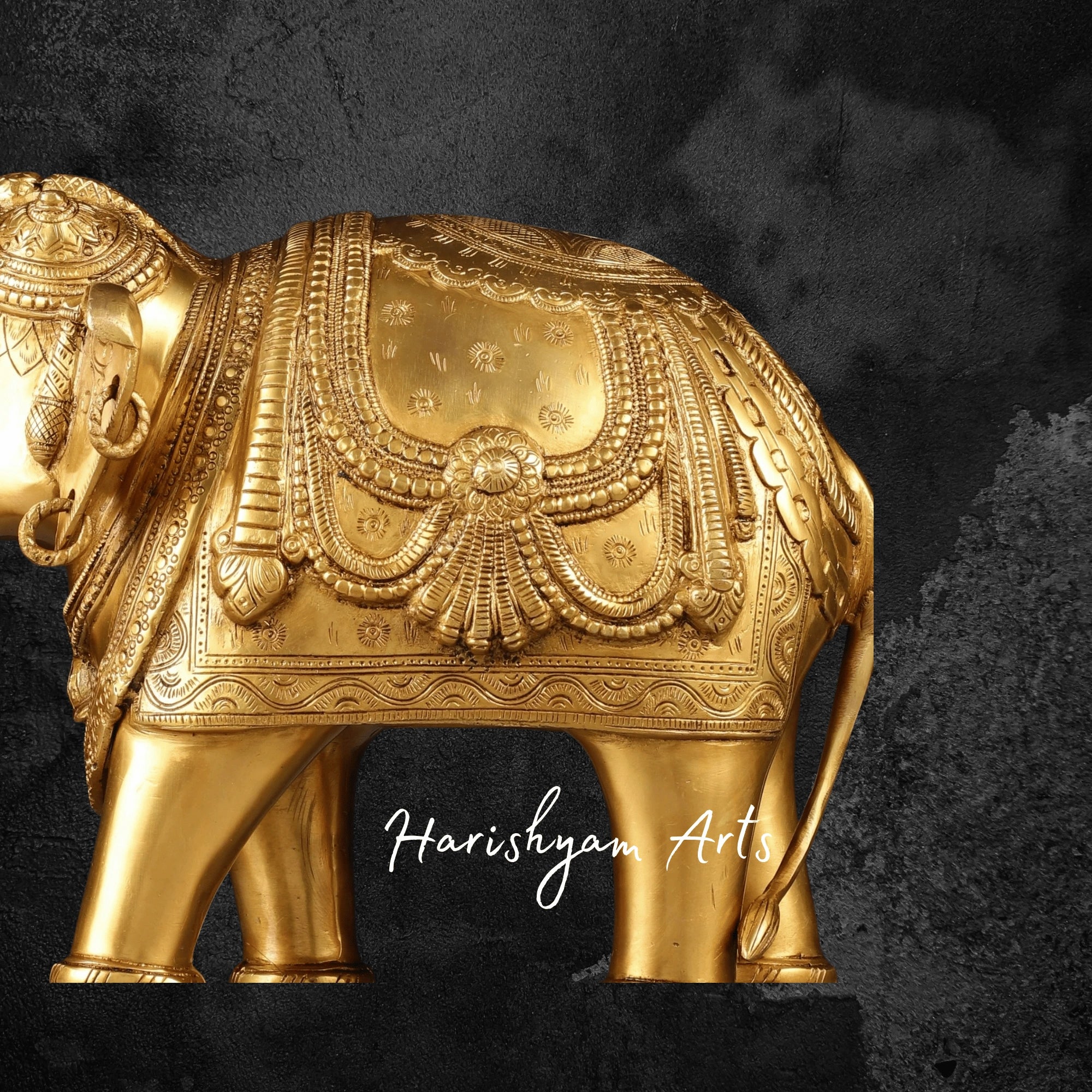 13" Exquisite Brass Elephant Sculpture for Home Decoration
