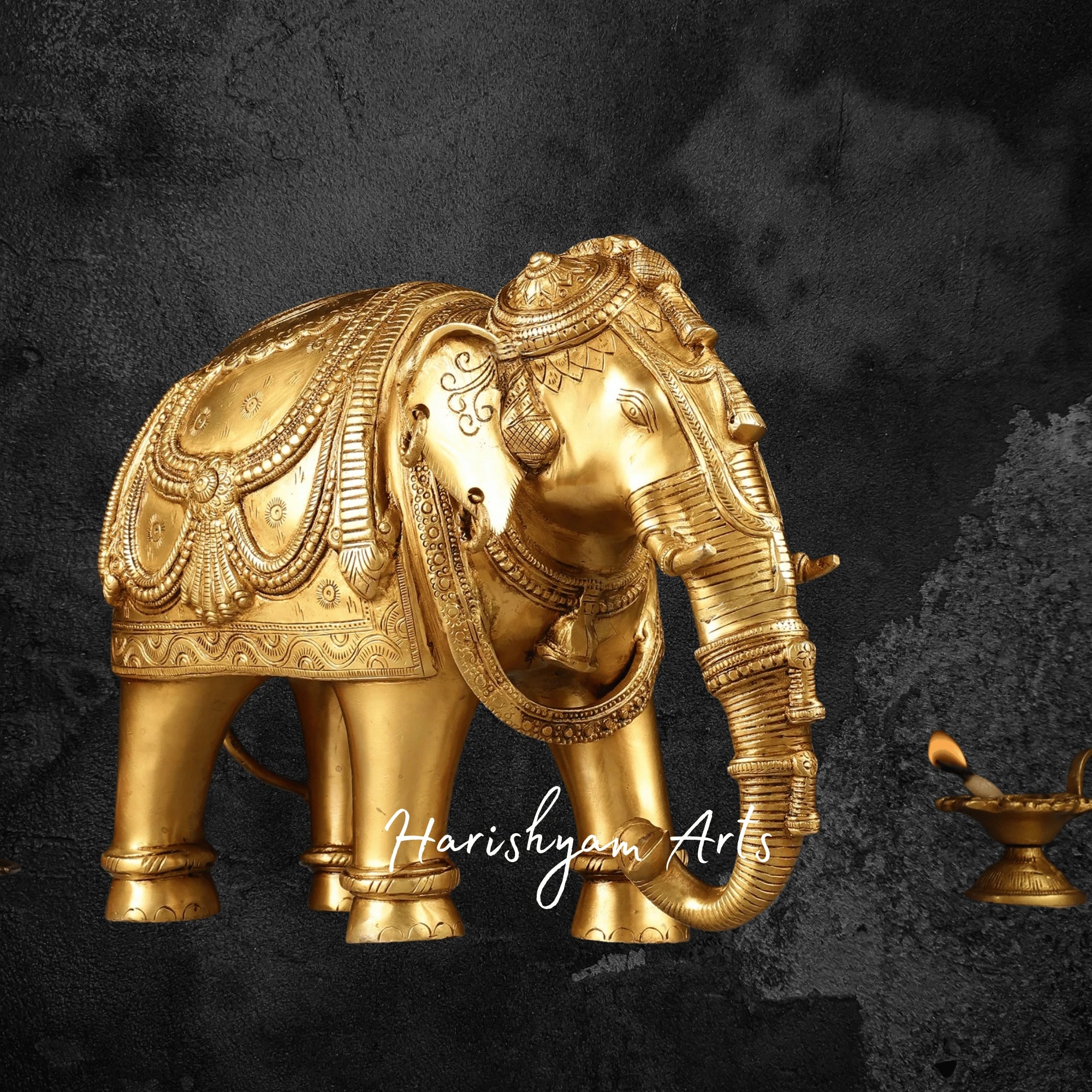 13" Exquisite Brass Elephant Sculpture for Home Decoration