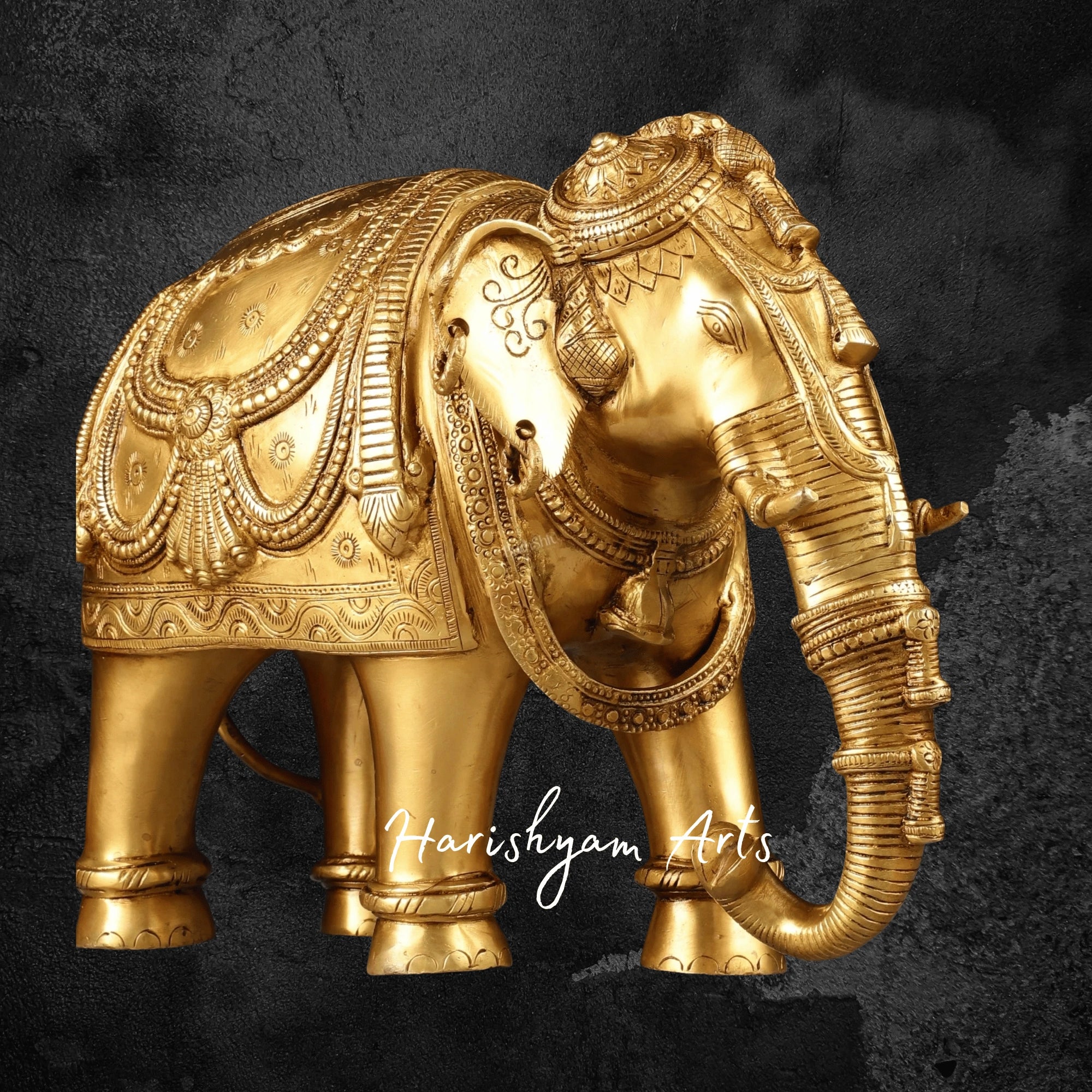 13" Exquisite Brass Elephant Sculpture for Home Decoration
