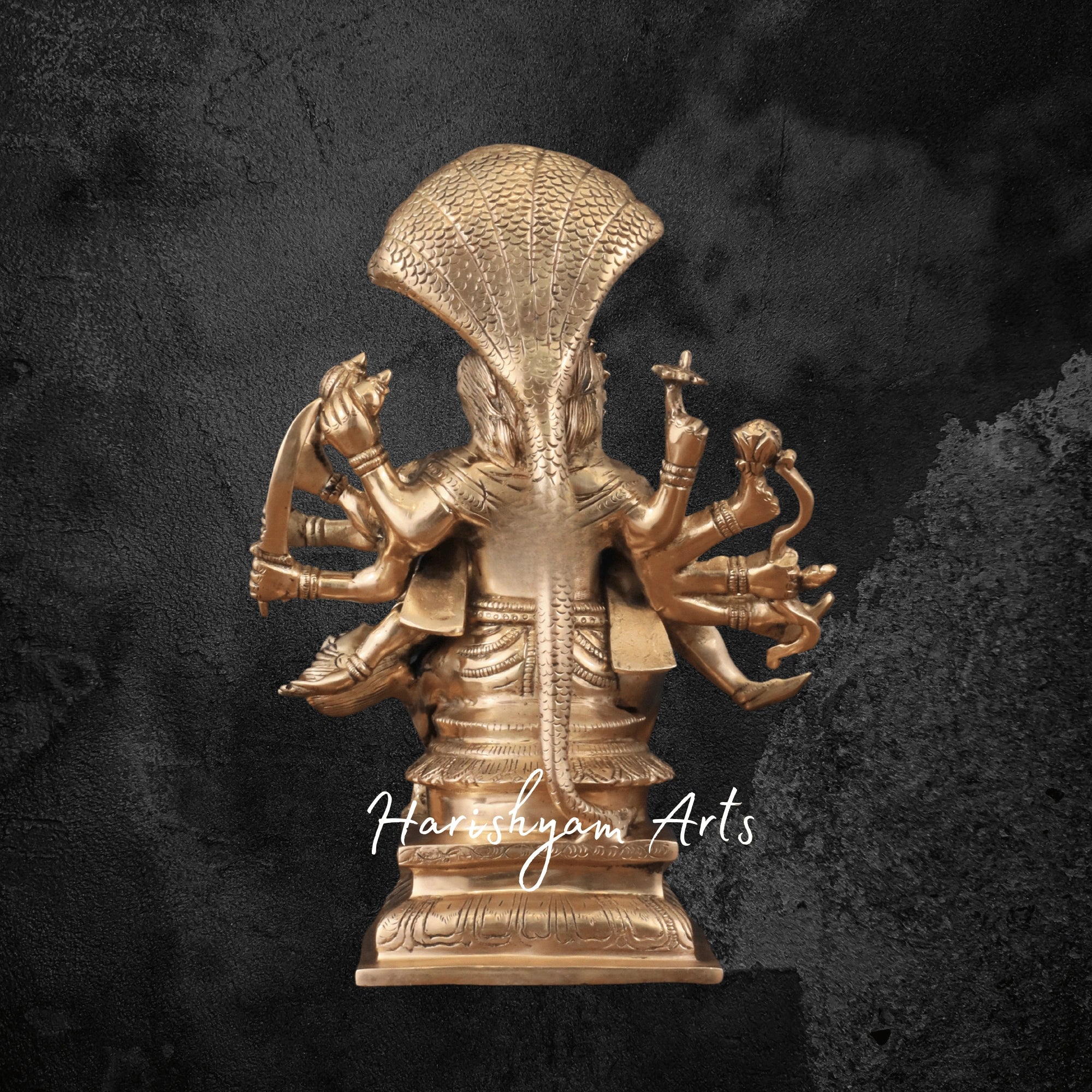 13" Pure Brass Narasimha Killing Hiranyakashipu with Prahlad – Fierce Vishnu Avatar Statue4