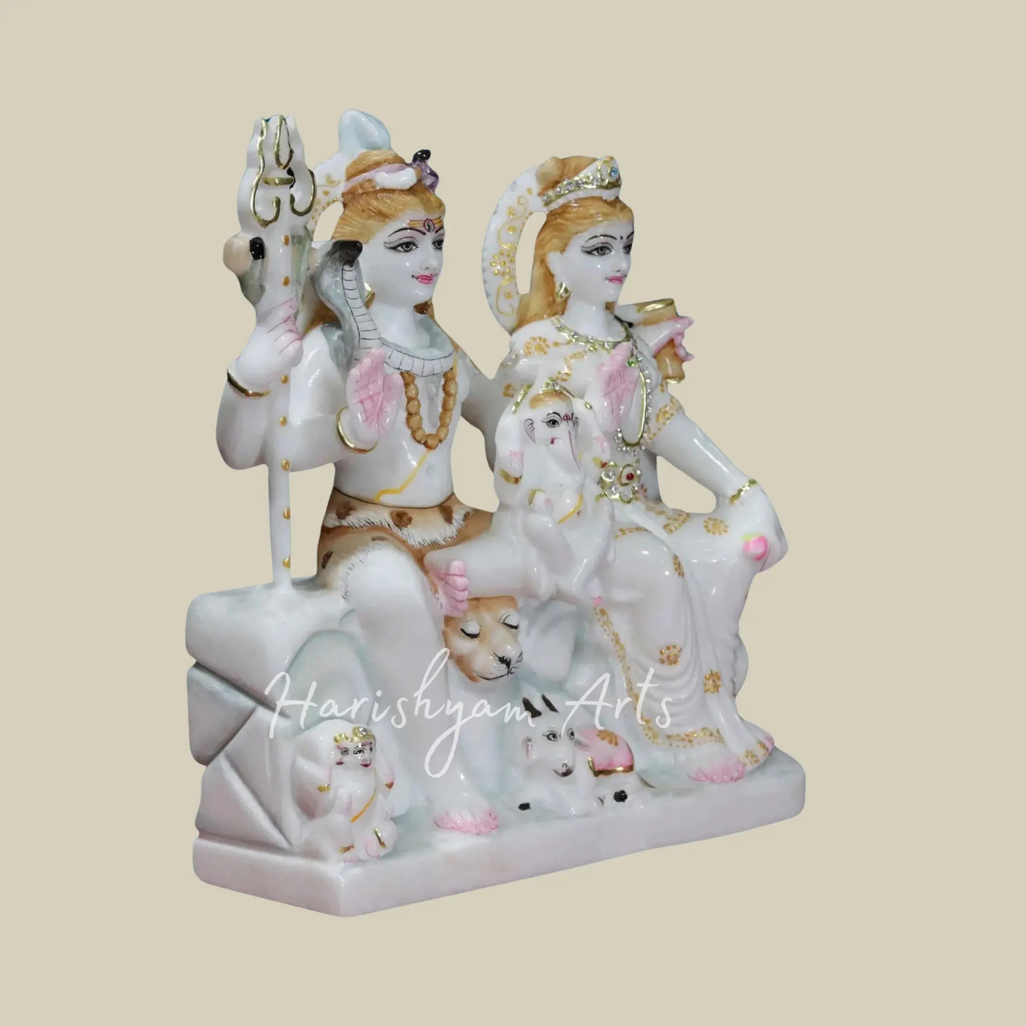 13 inches Shiv Parivar Marble Statue1