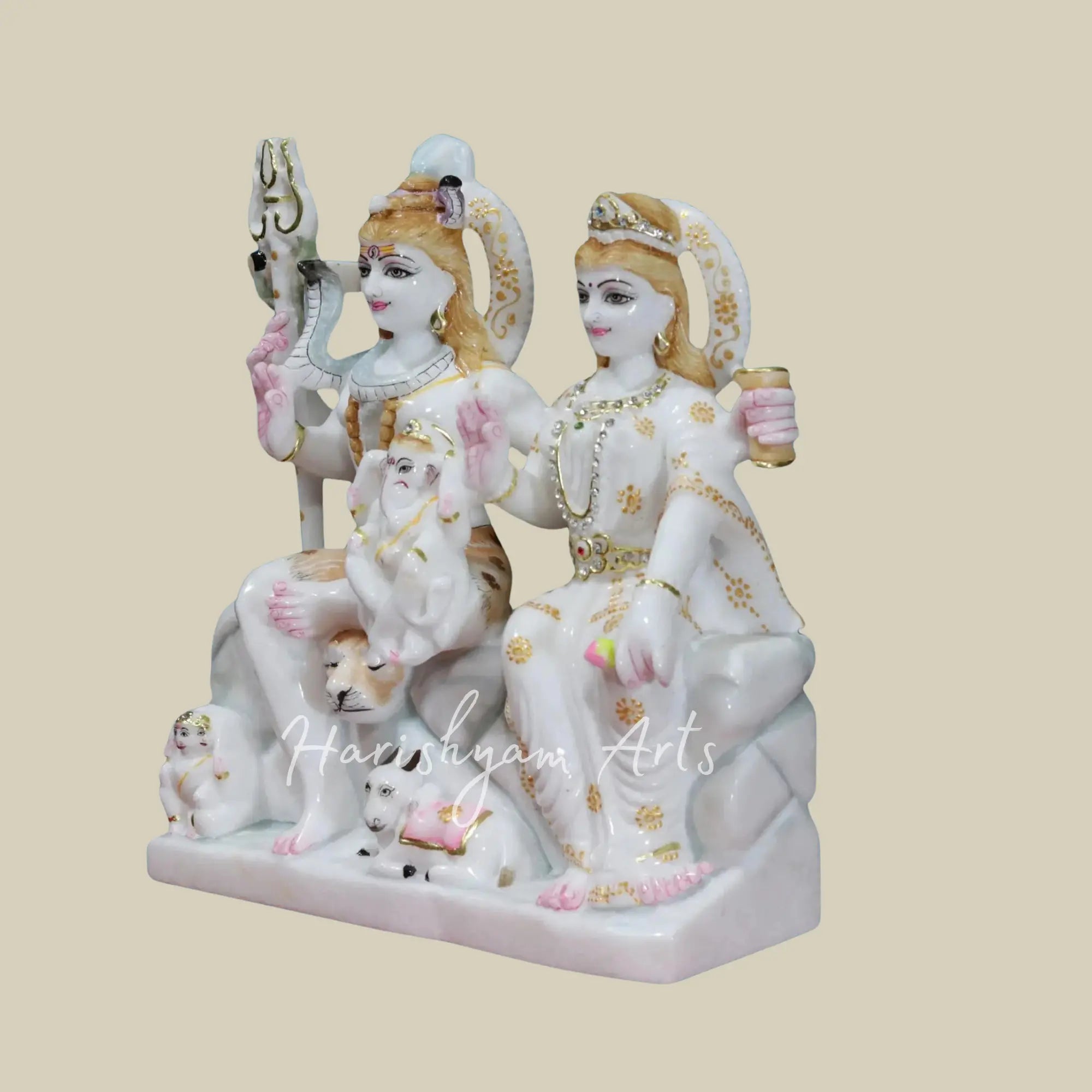 13 inches Shiv Parivar Marble Statue 3