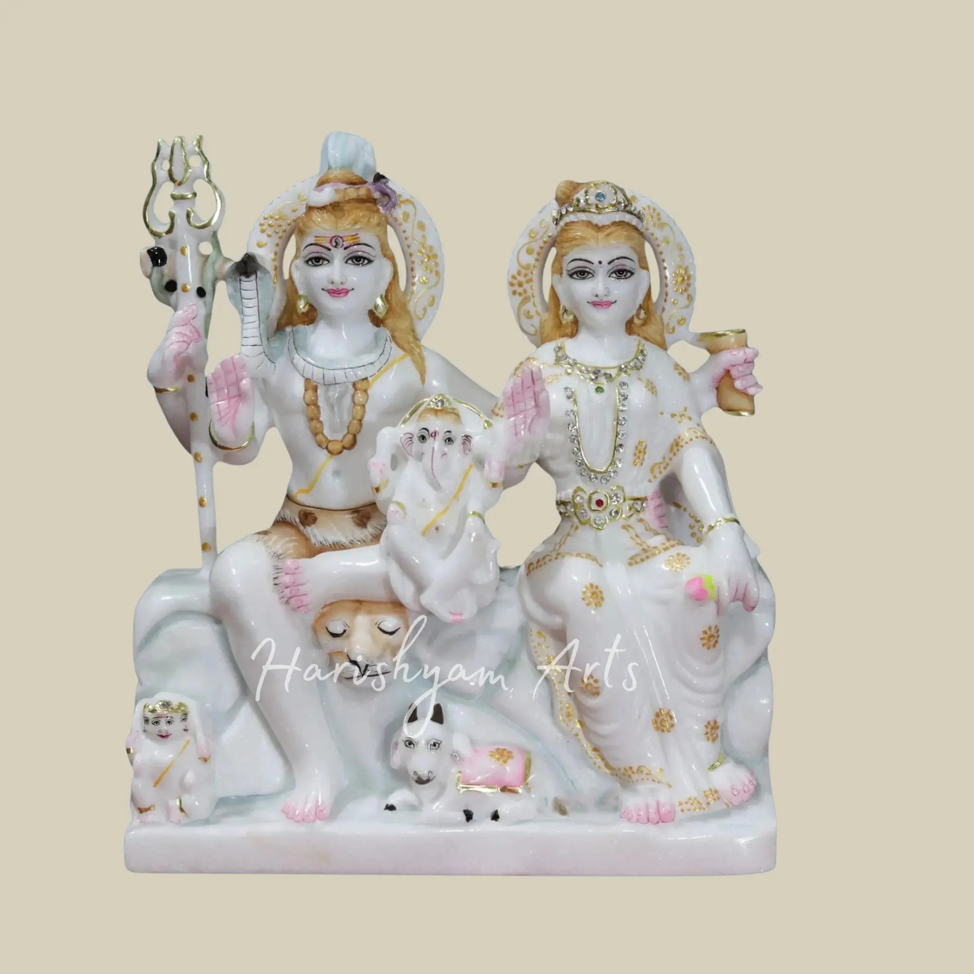 13 inches Shiv Parivar Marble Statue