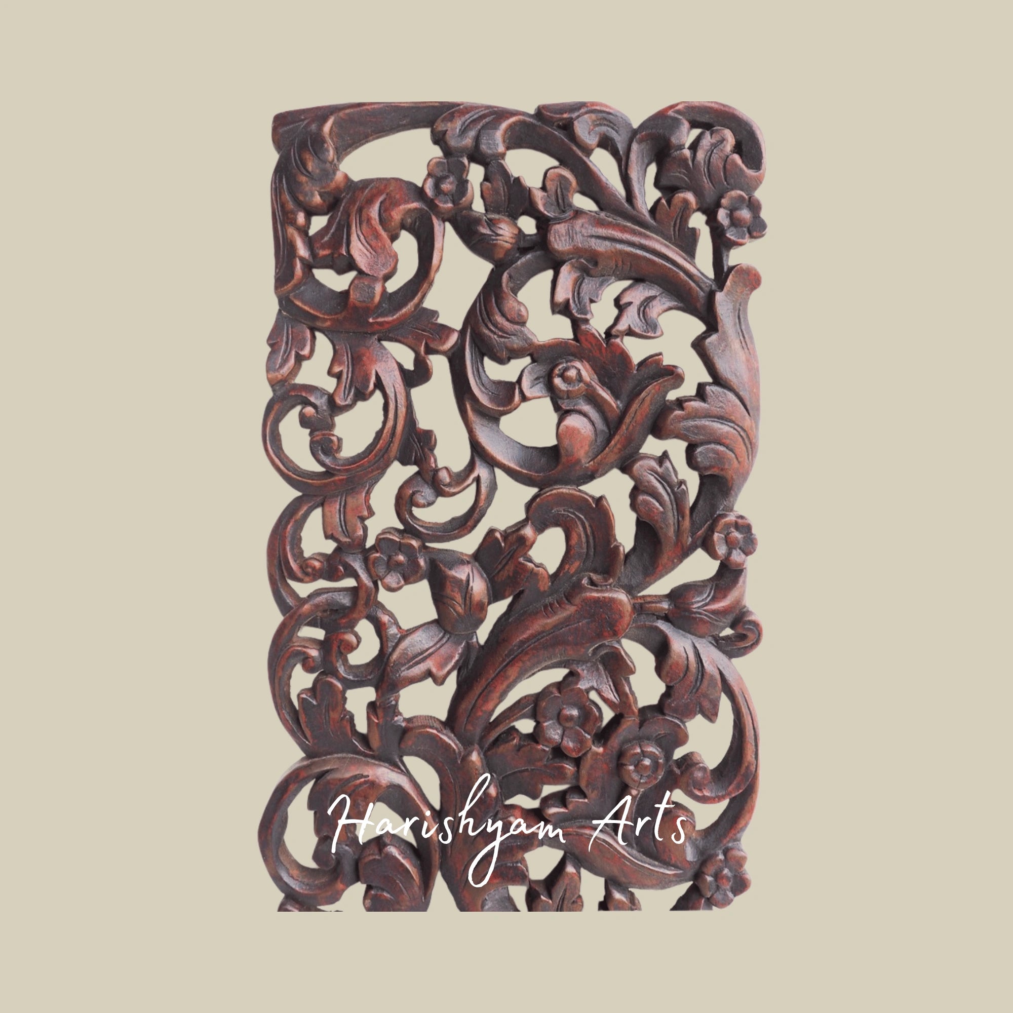 14" Cherry Wood Wall Art Panels Hand Painted and Handcrafted