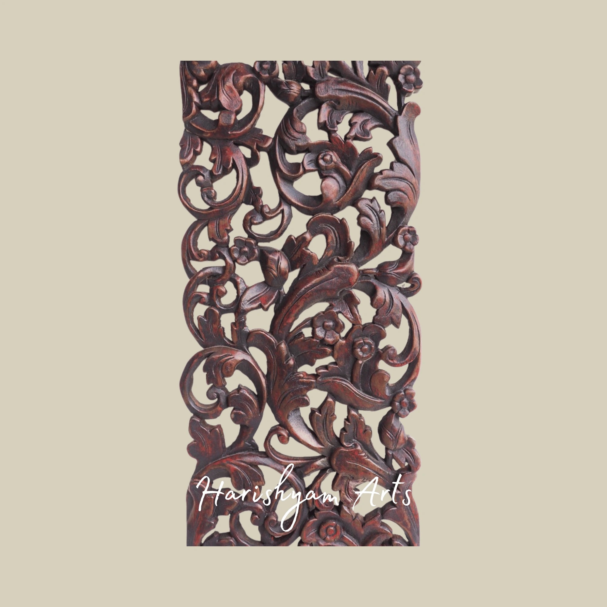 14" Cherry Wood Wall Art Panels Hand Painted and Handcrafted