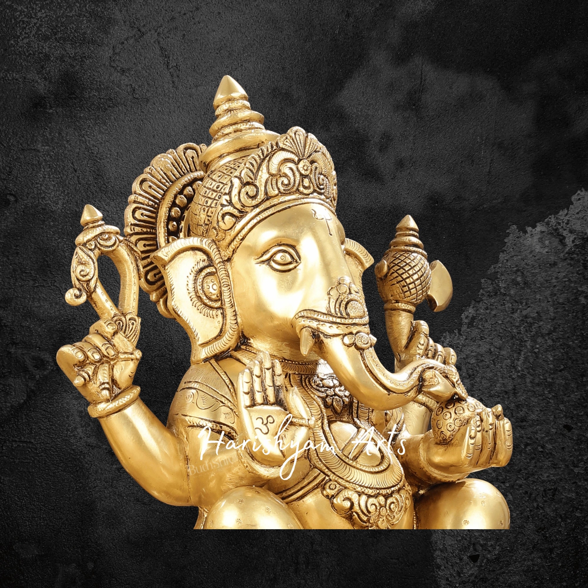 14" Premium Quality Brass Laxmi Ganesh Idol on Lotus