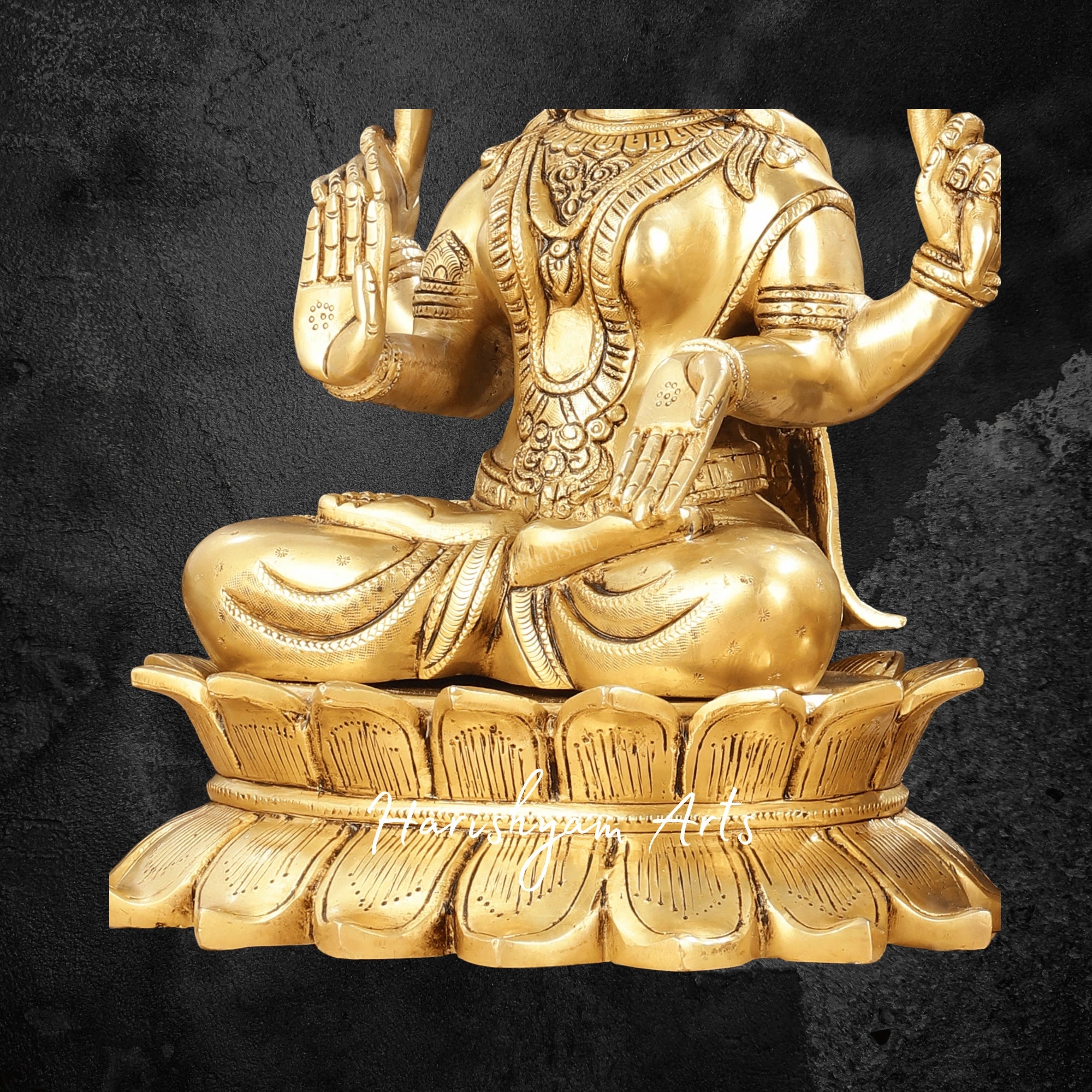 14" Premium Quality Brass Laxmi Ganesh Idol on Lotus