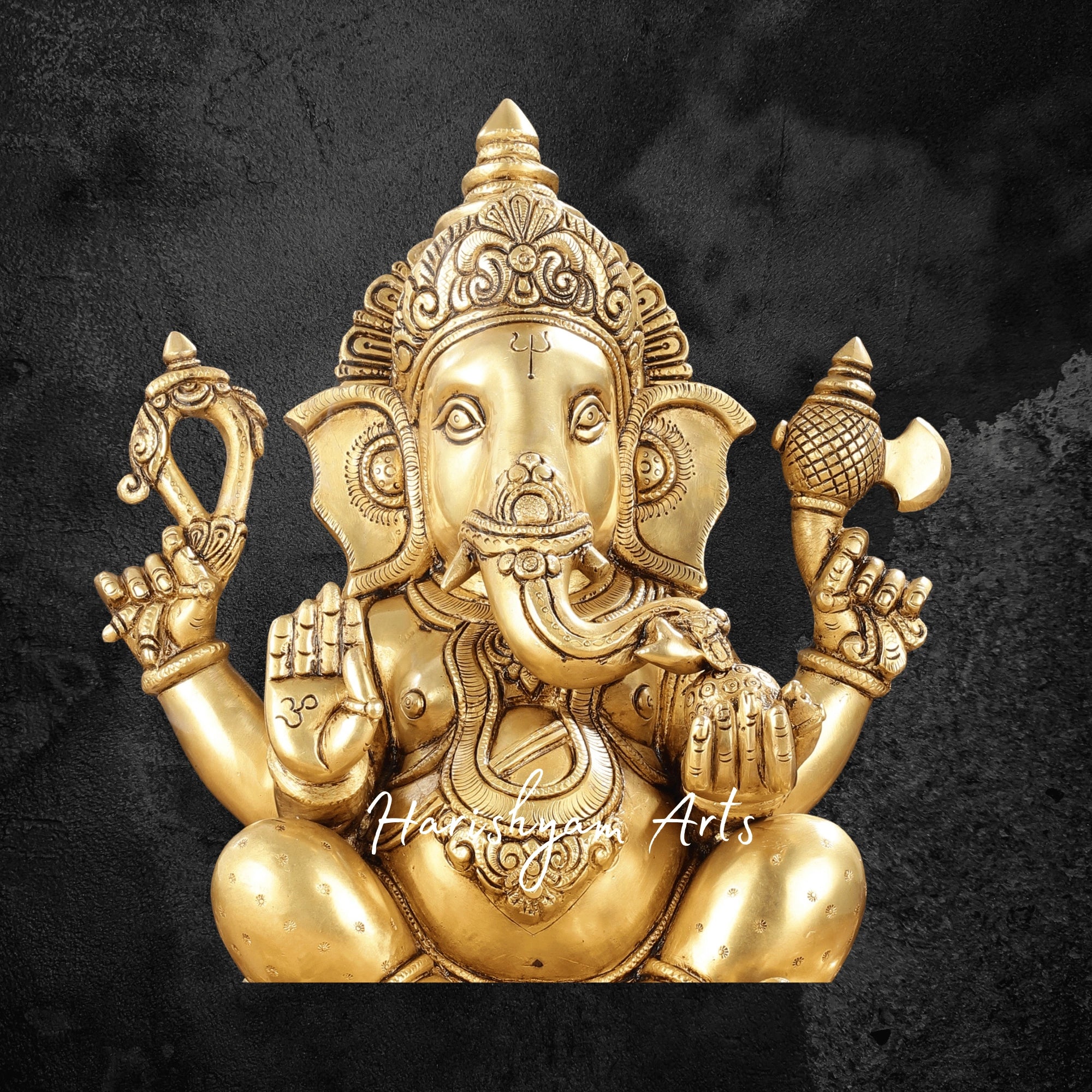 14" Premium Quality Brass Laxmi Ganesh Idol on Lotus