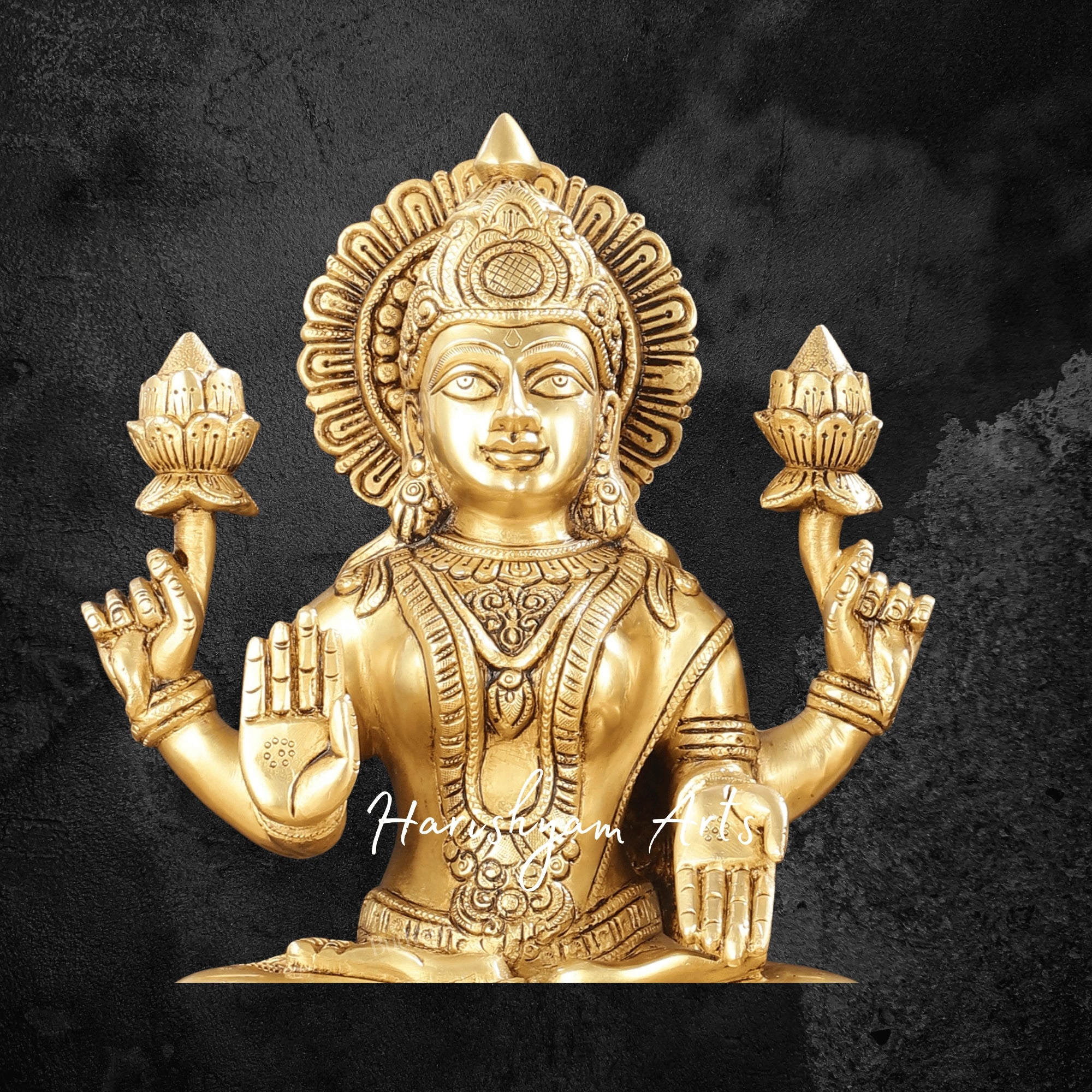 14" Premium Quality Brass Laxmi Ganesh Idol on Lotus