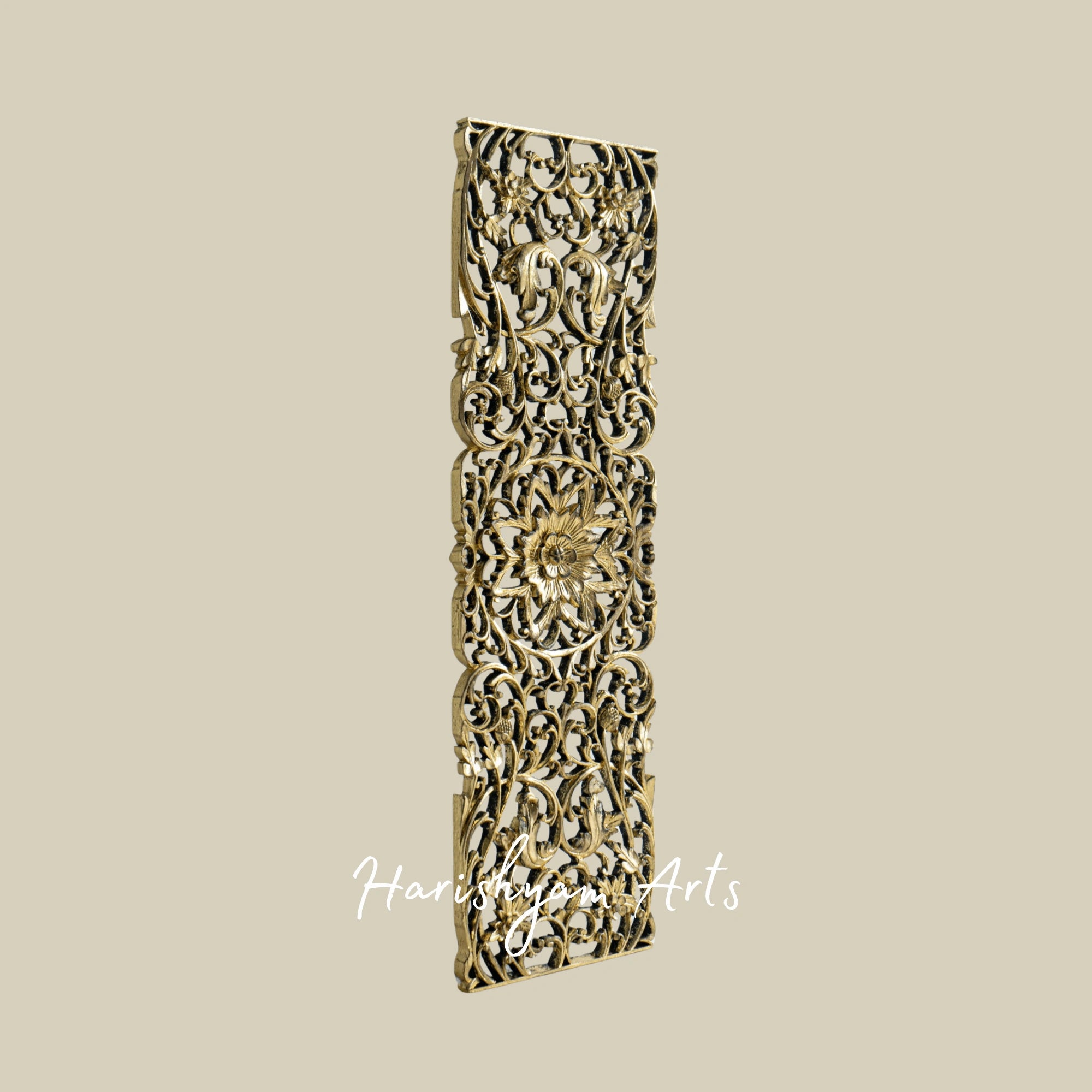 14" Solid Wood Wall Panel with Gold Leaf Gilding Luxury Decor