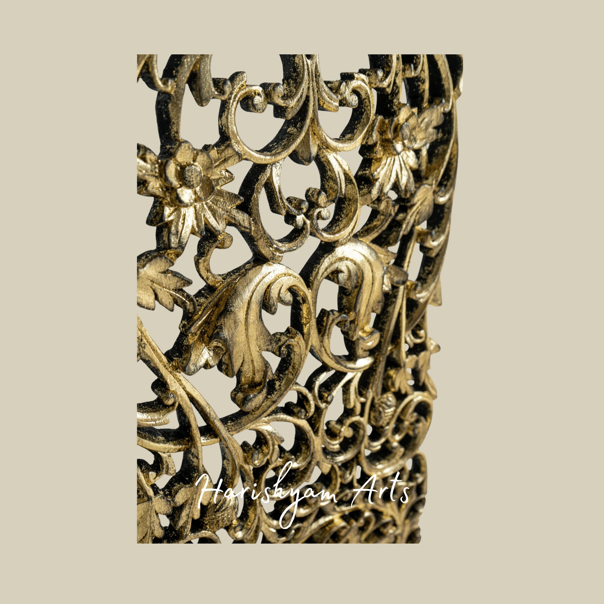 14" Solid Wood Wall Panel with Gold Leaf Gilding Luxury Decor