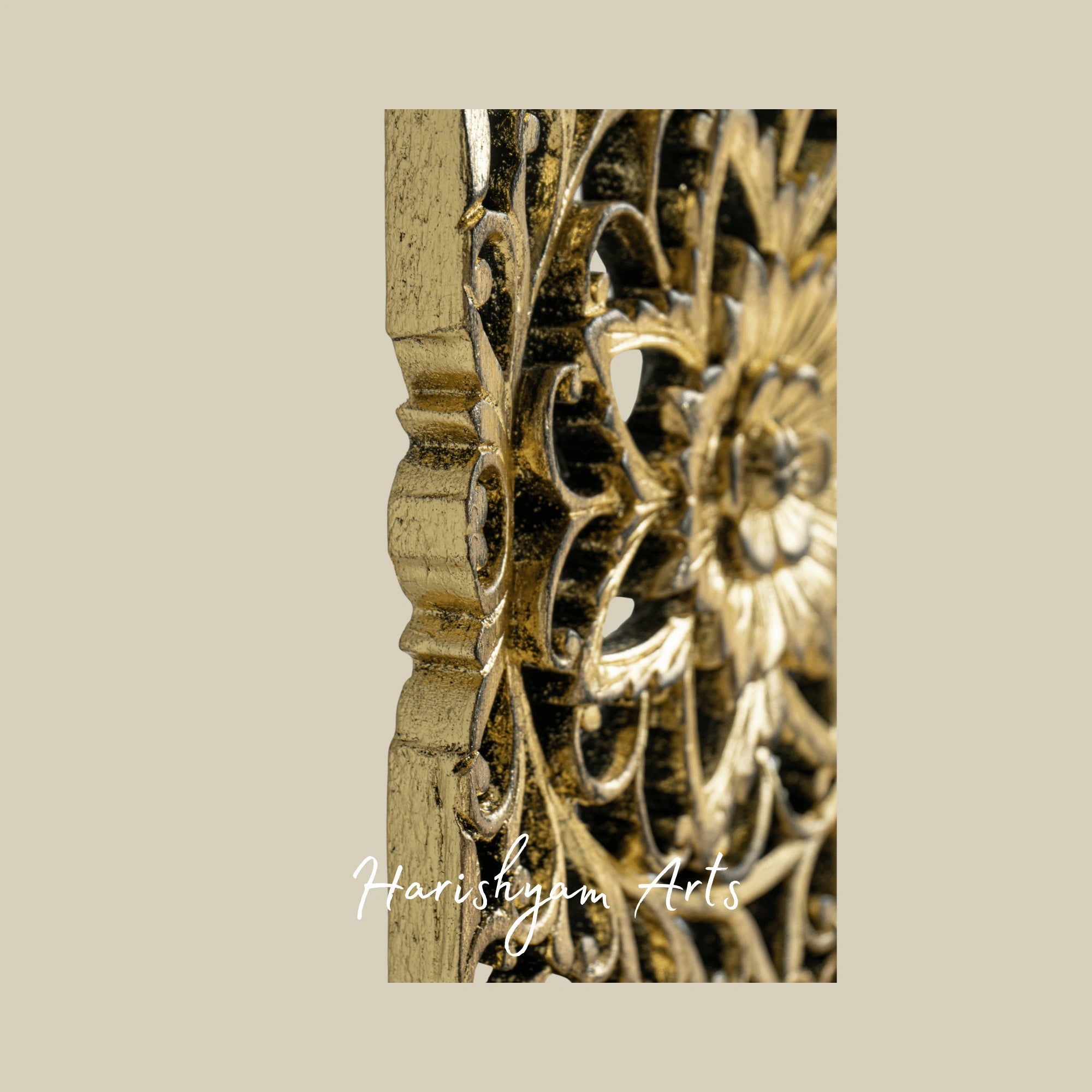 14" Solid Wood Wall Panel with Gold Leaf Gilding Luxury Decor